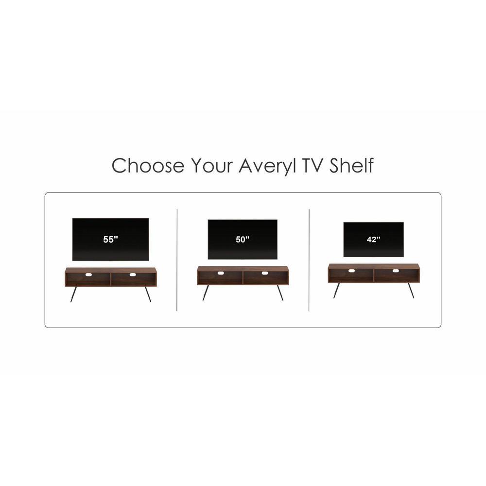 Averyl Engineering Wood TV Entertainment Unit Set Top Box Stand/TV Cabinet with Shelves for Books & Décor Display Unit with Black Pencil Legs, Ideal for 55 Inches (Brown Maple)