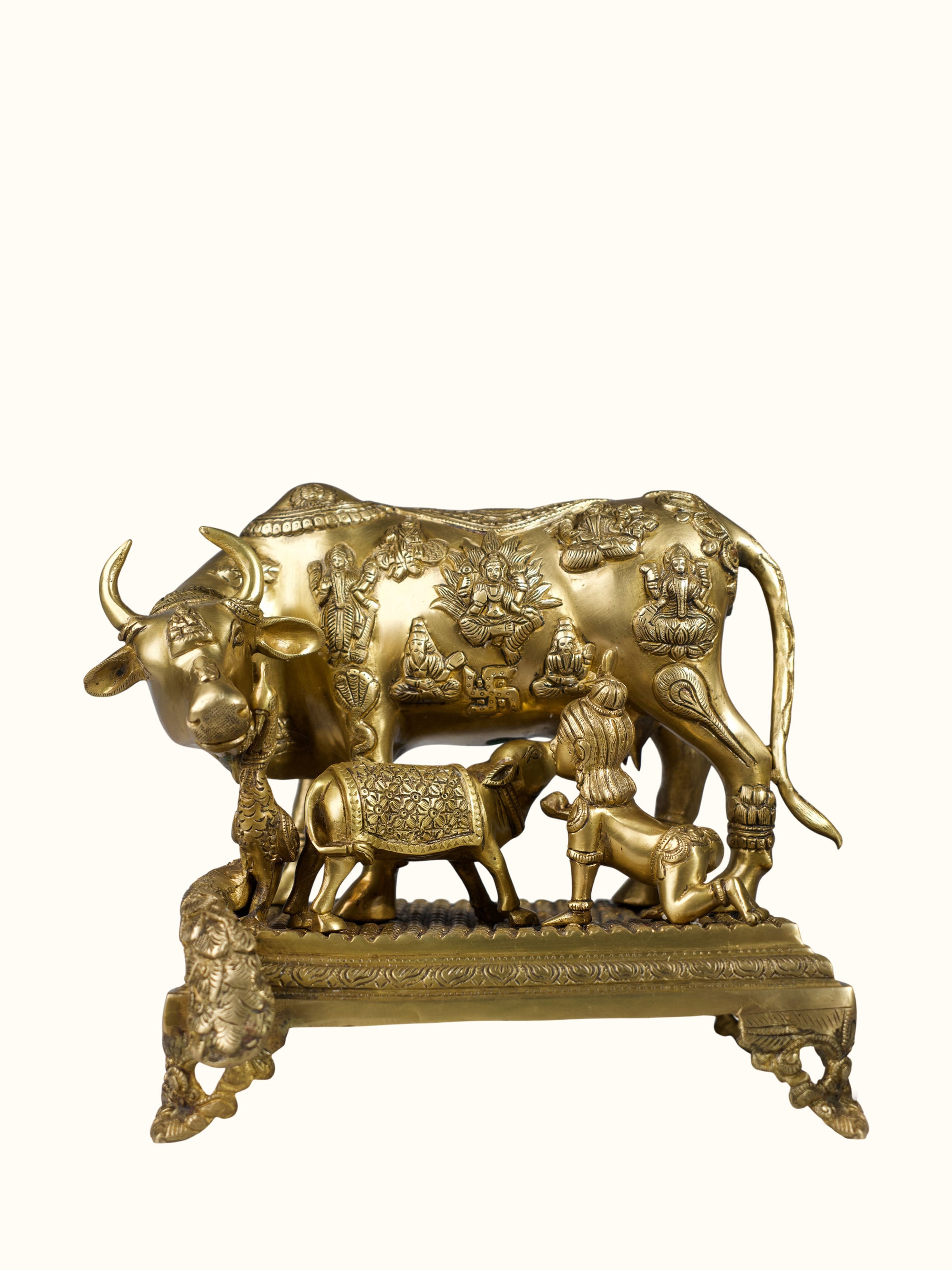 Brass Cow Calf Sculpture