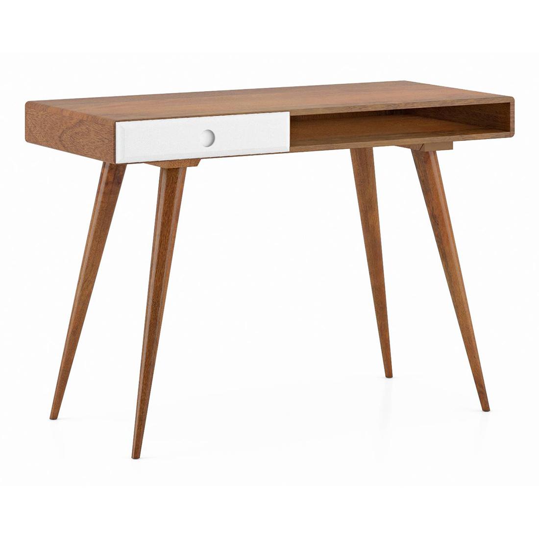 Roswell Solid Wood Study Table in Amber Walnut Finish