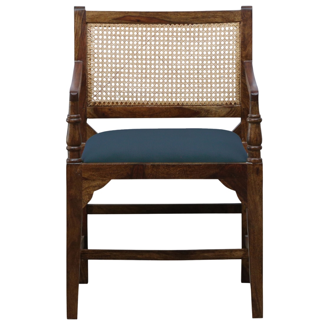 Provincial Cane & Suede Blue Accent Chair