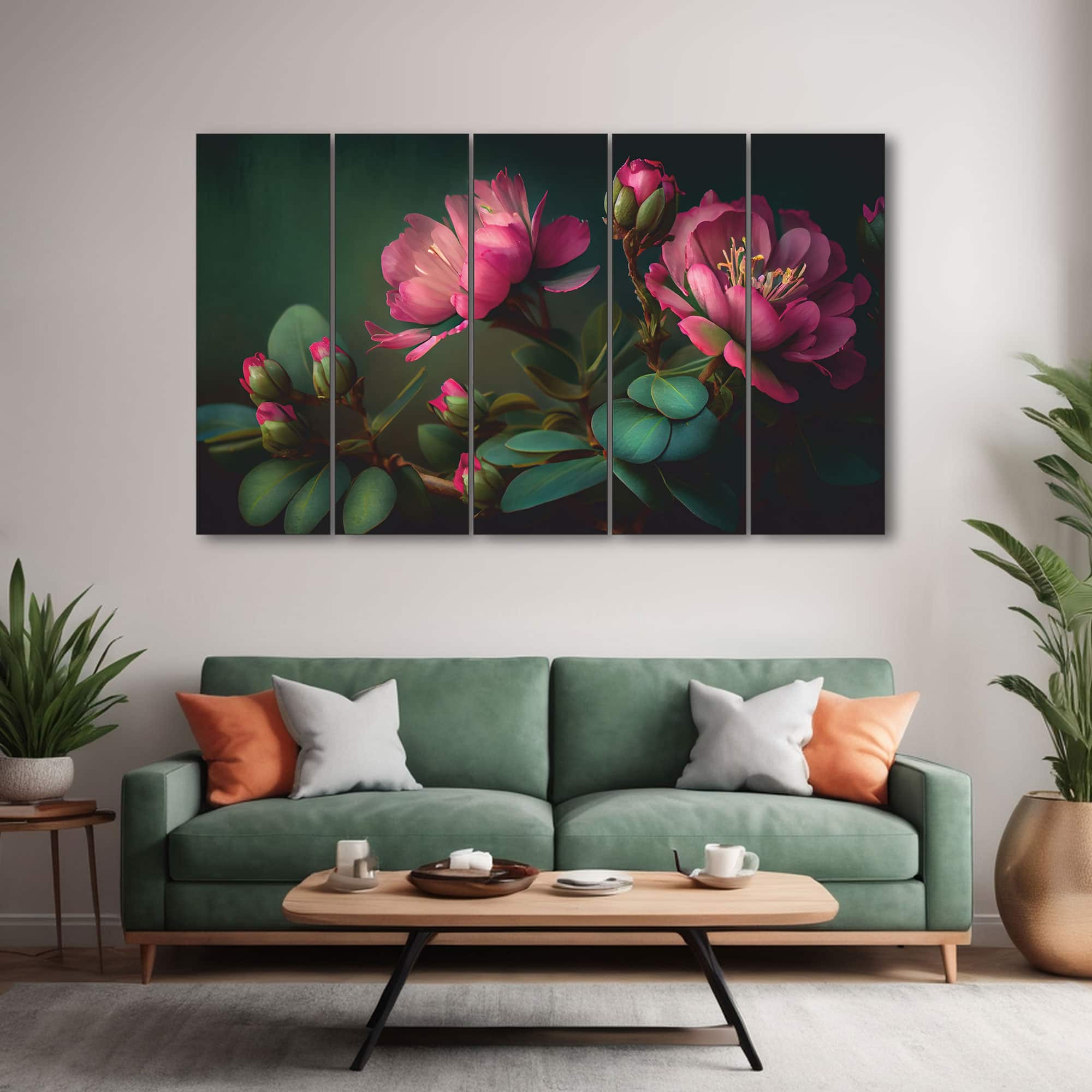 The Castle Decor Beautiful Flower Wall Art Set of 5 27x48 Inch - The Castle Decor