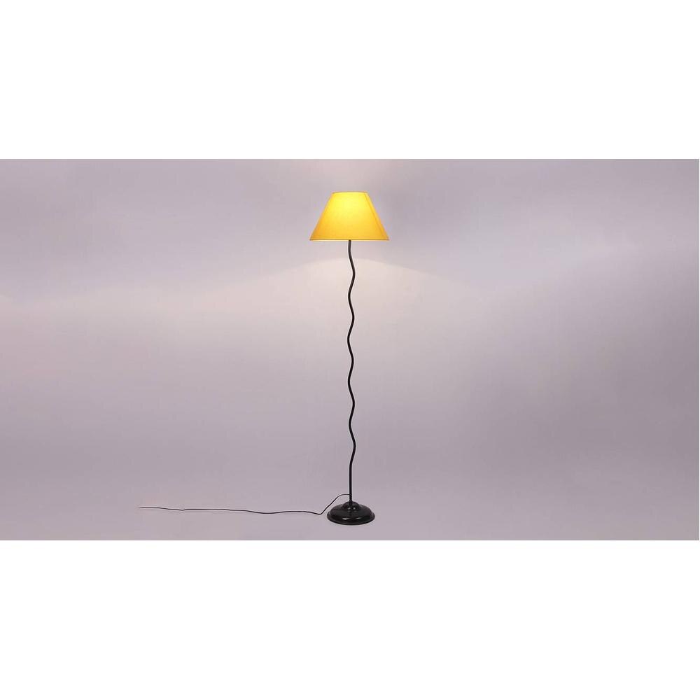 Ida Zig Zag Iron Floor lamp with Cotton Conical Yellow shade (Z34)