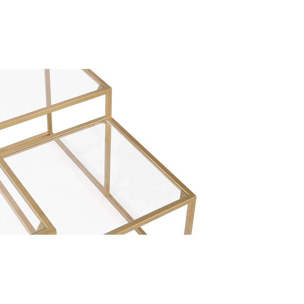 Valentino Clear Glass Bunching Coffee Table In Dark Gold Finish