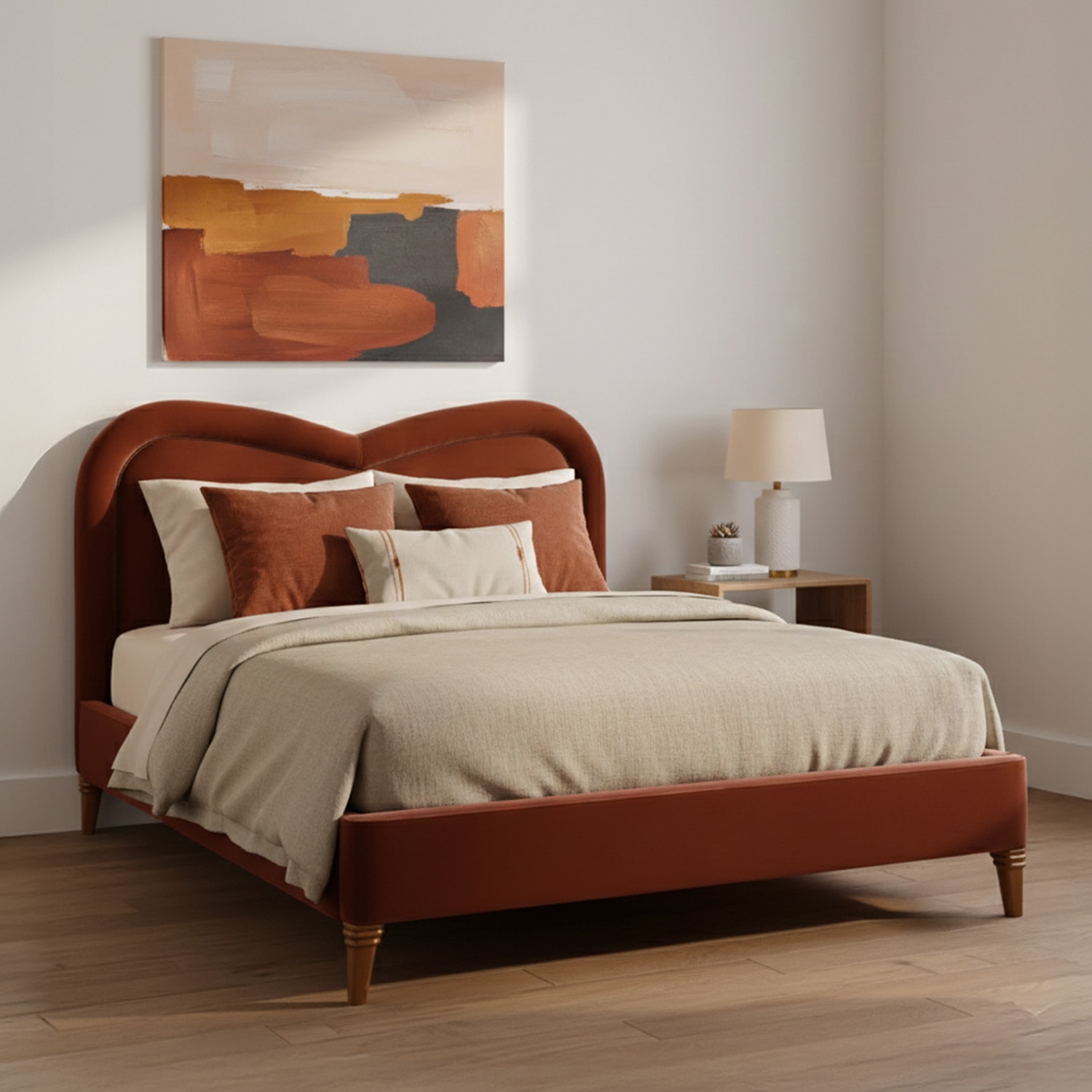 Elaris Curve Comfort Queen Size Bed in velvet With Engineer Wood Frame & Hydraulic Storage - Nestroots