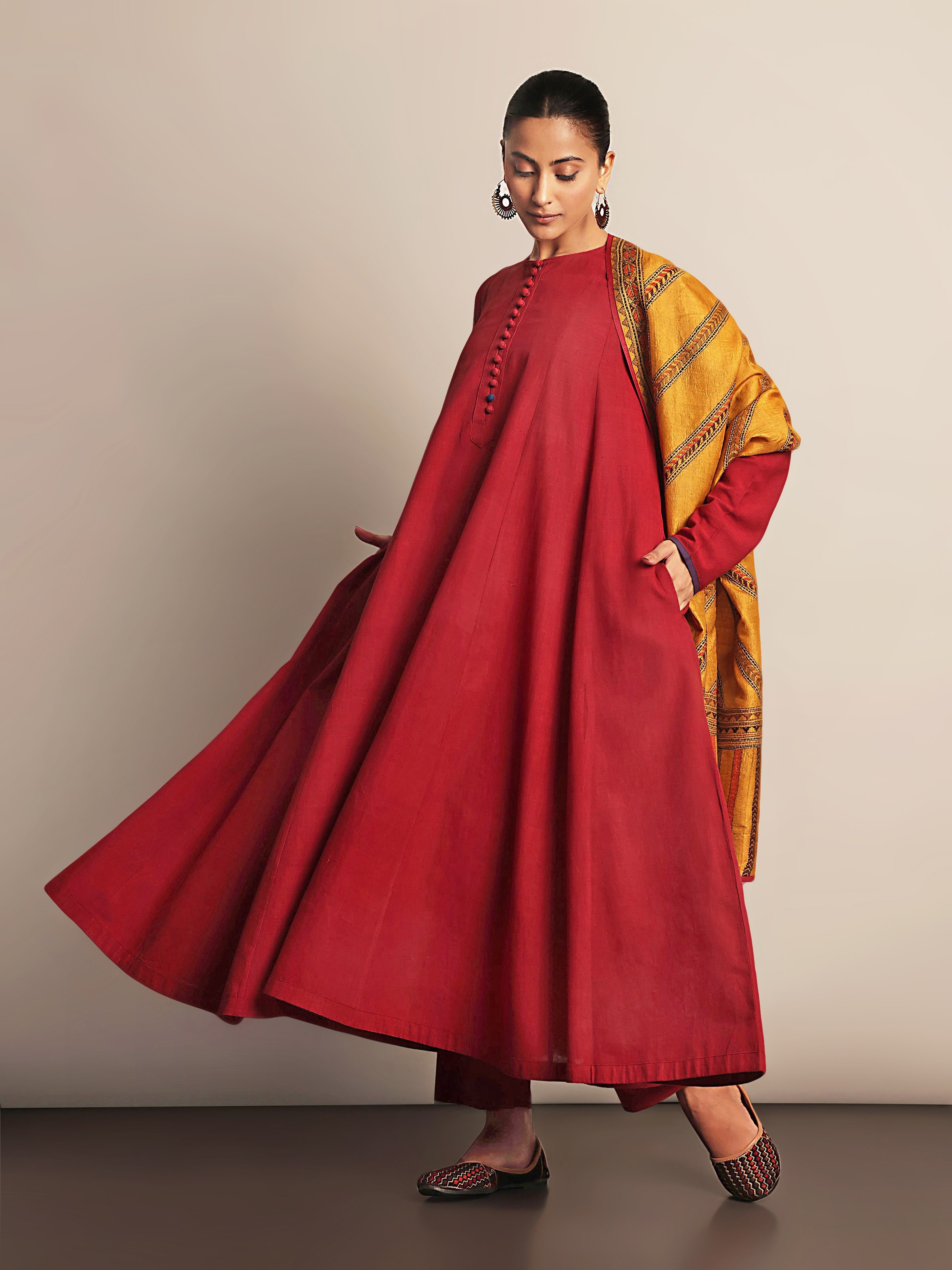 Lifestyle image showcasing the flowy silhouette in a graceful stance