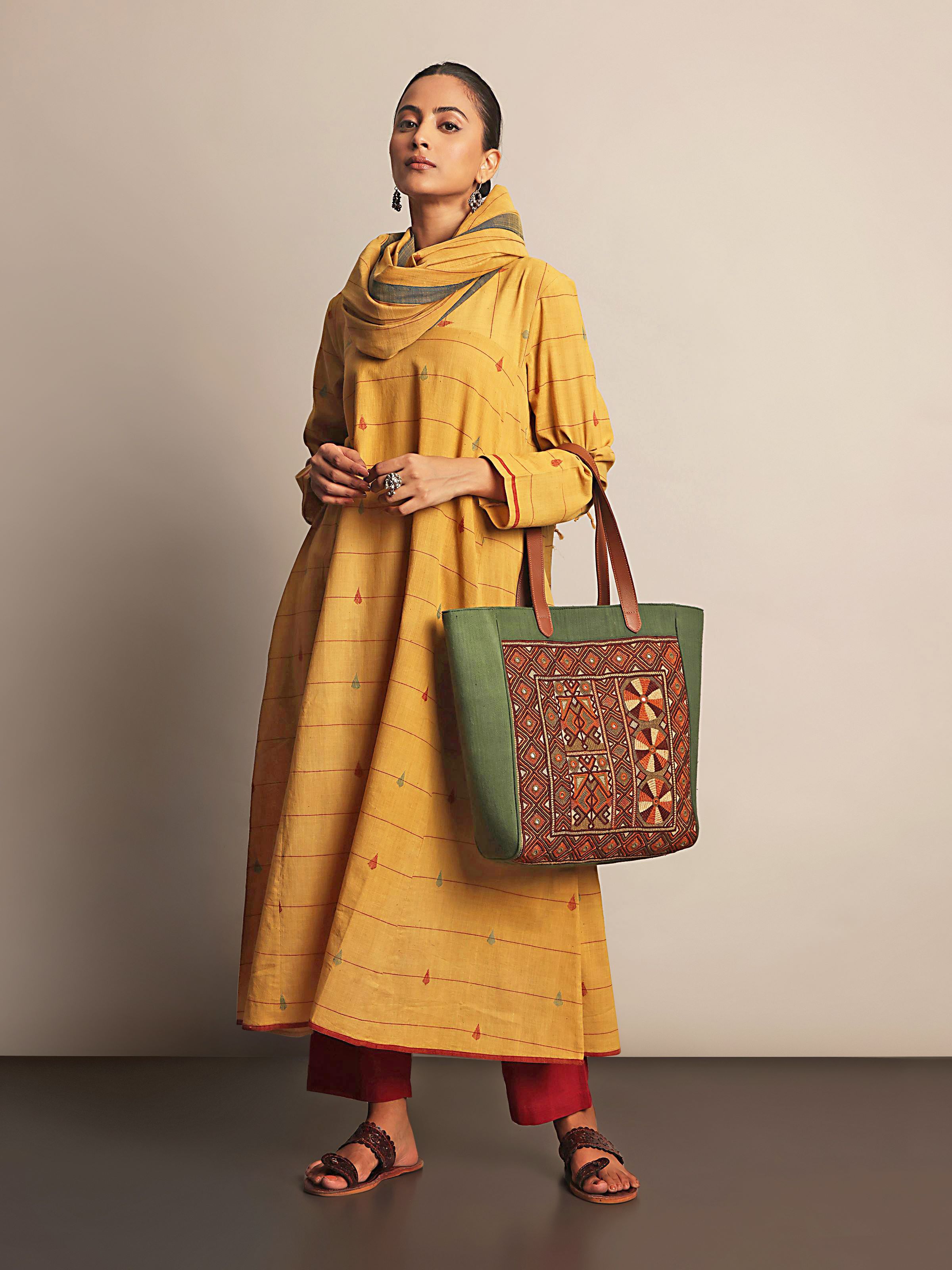Yellow Cotton A-Line Kurta
