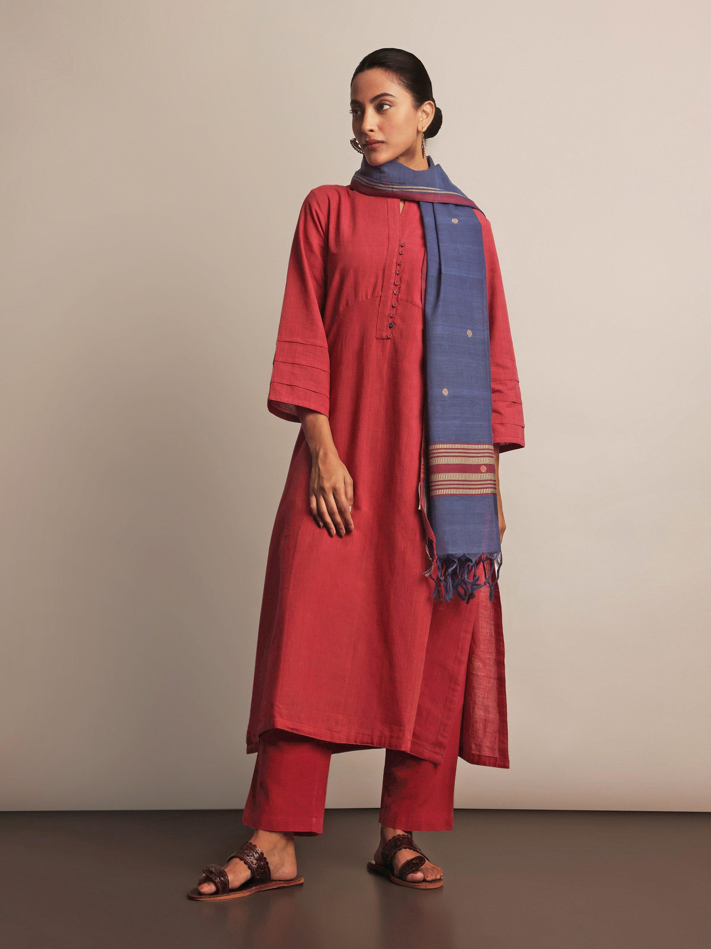 Lifestyle shot showing the modern, versatile charm of this comfortable cotton piece.