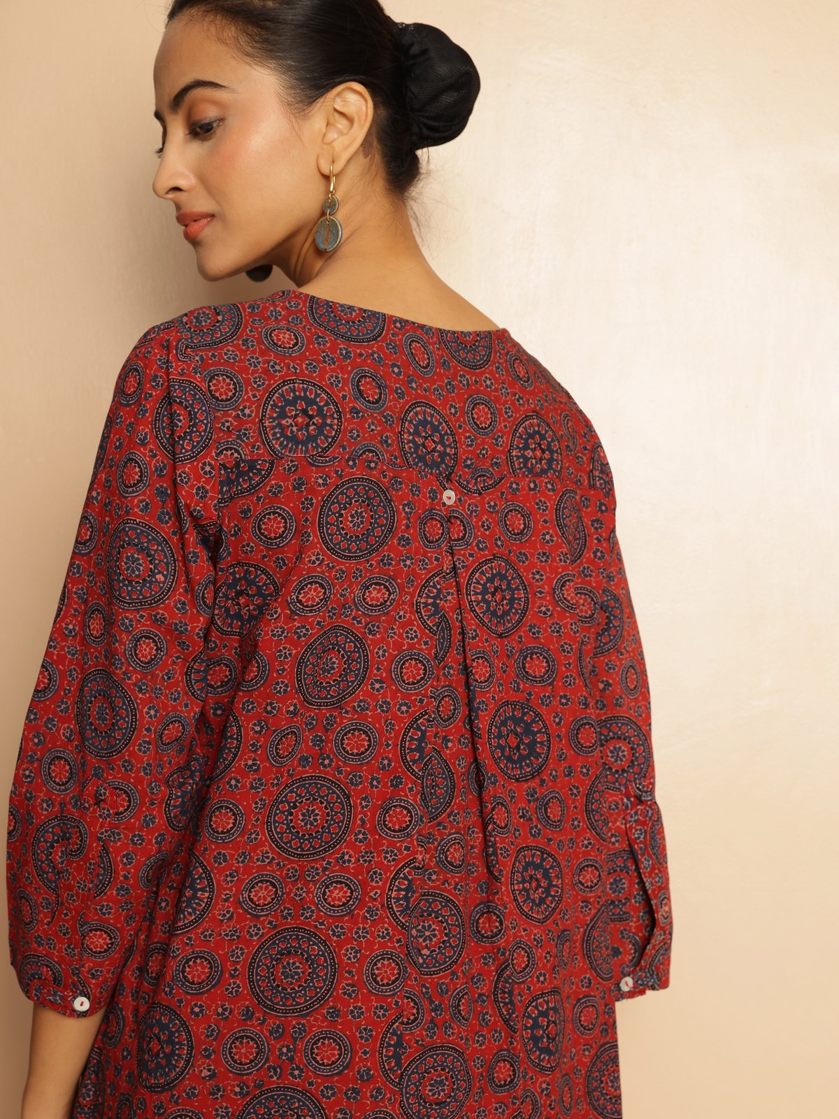 Indigo Cotton Ajrakh Block Printed Kurta