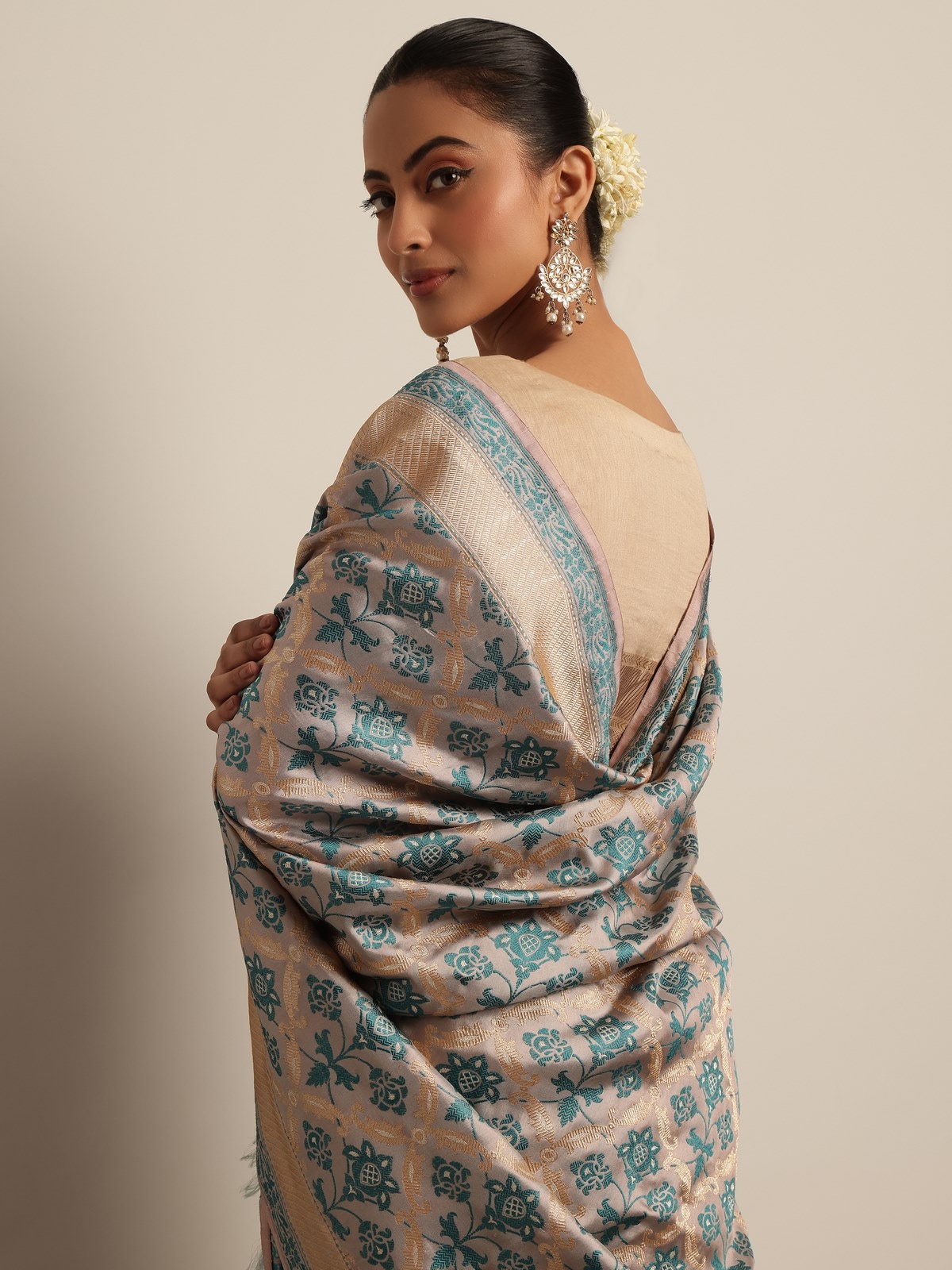 Blue Mulberry Katan Silk Banarasi Saree