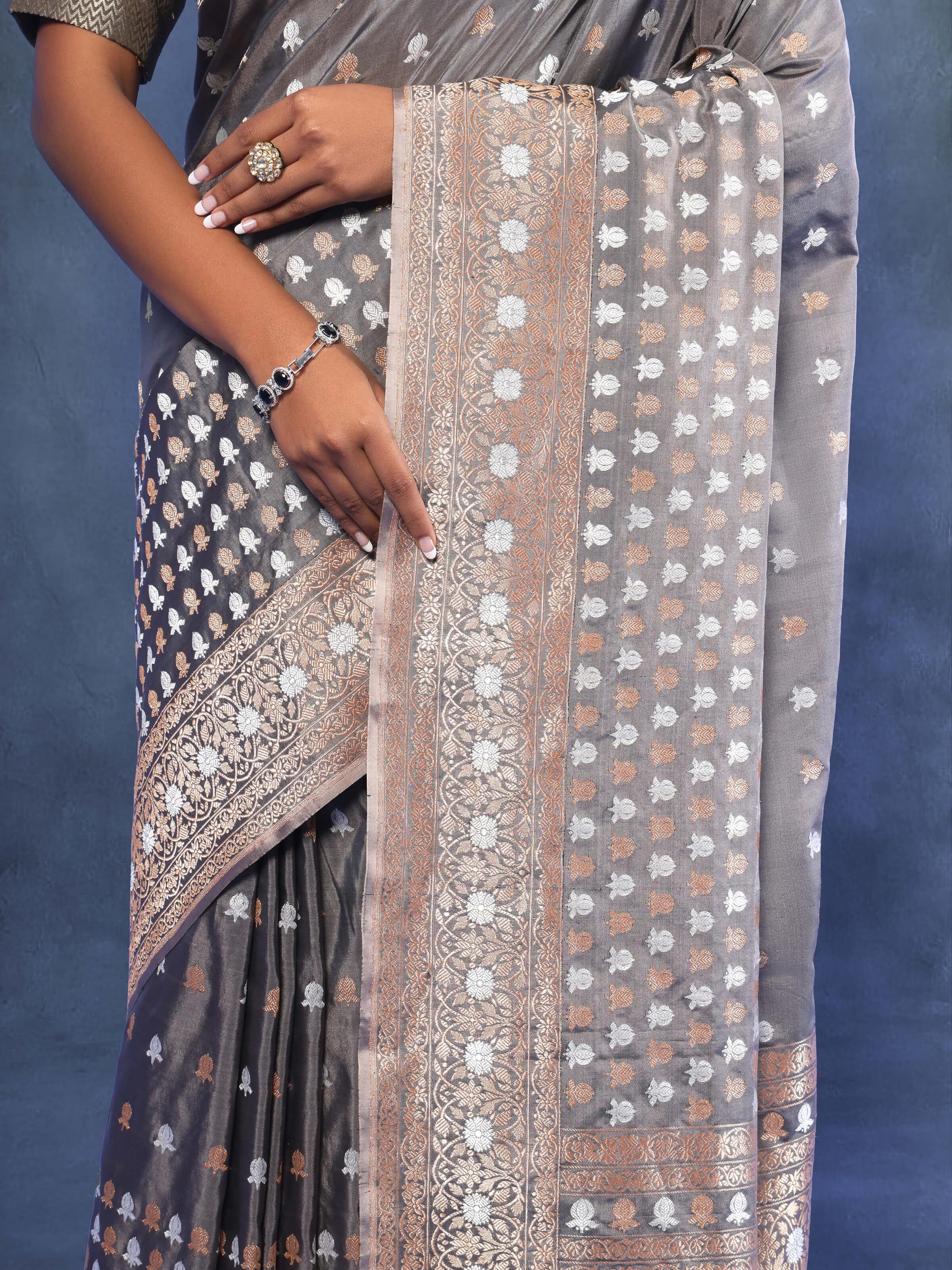 Brown Mulberry Katan Silk Banarasi Saree