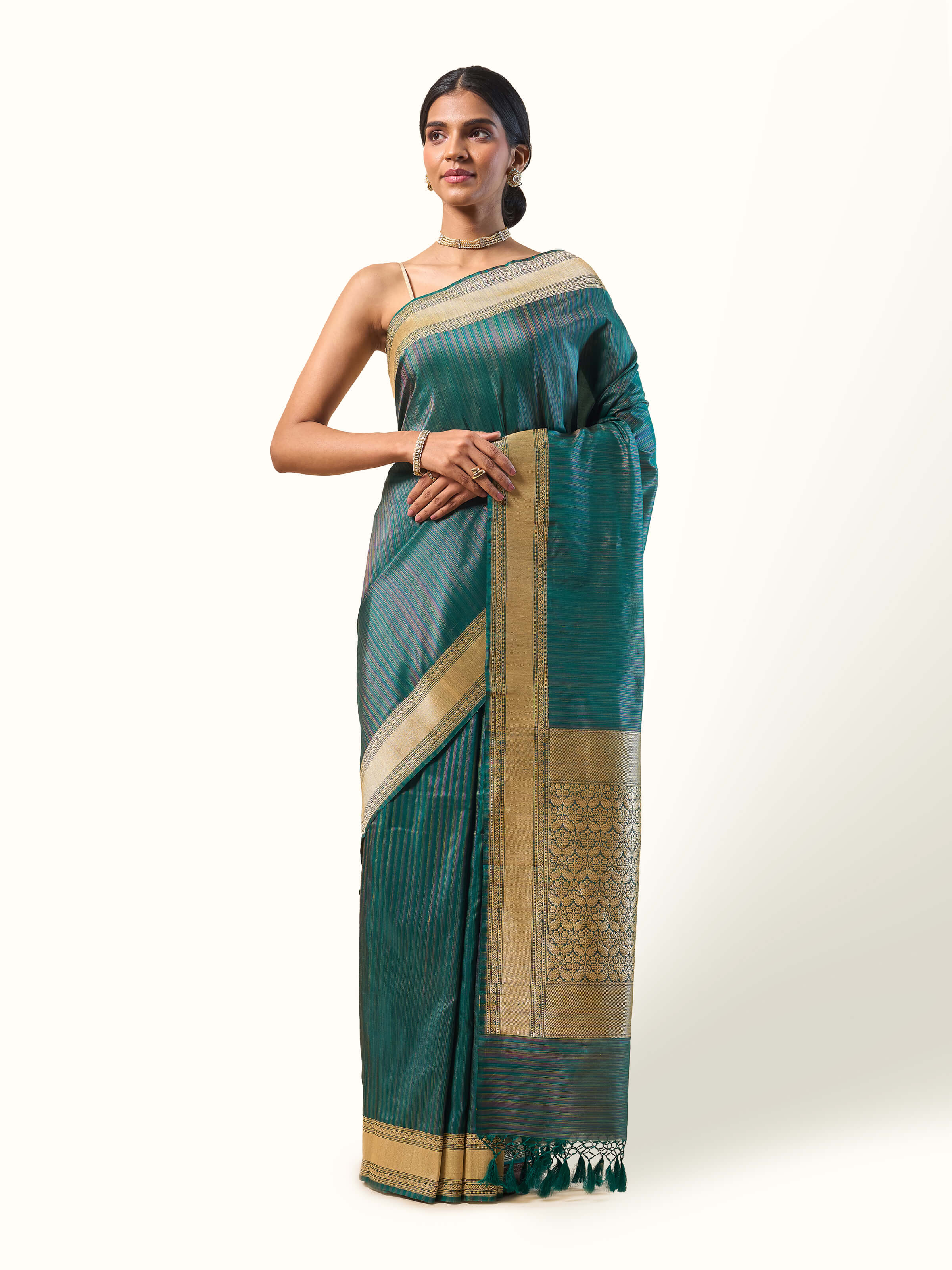 Green Mulberry Katan Silk Banarasi Saree