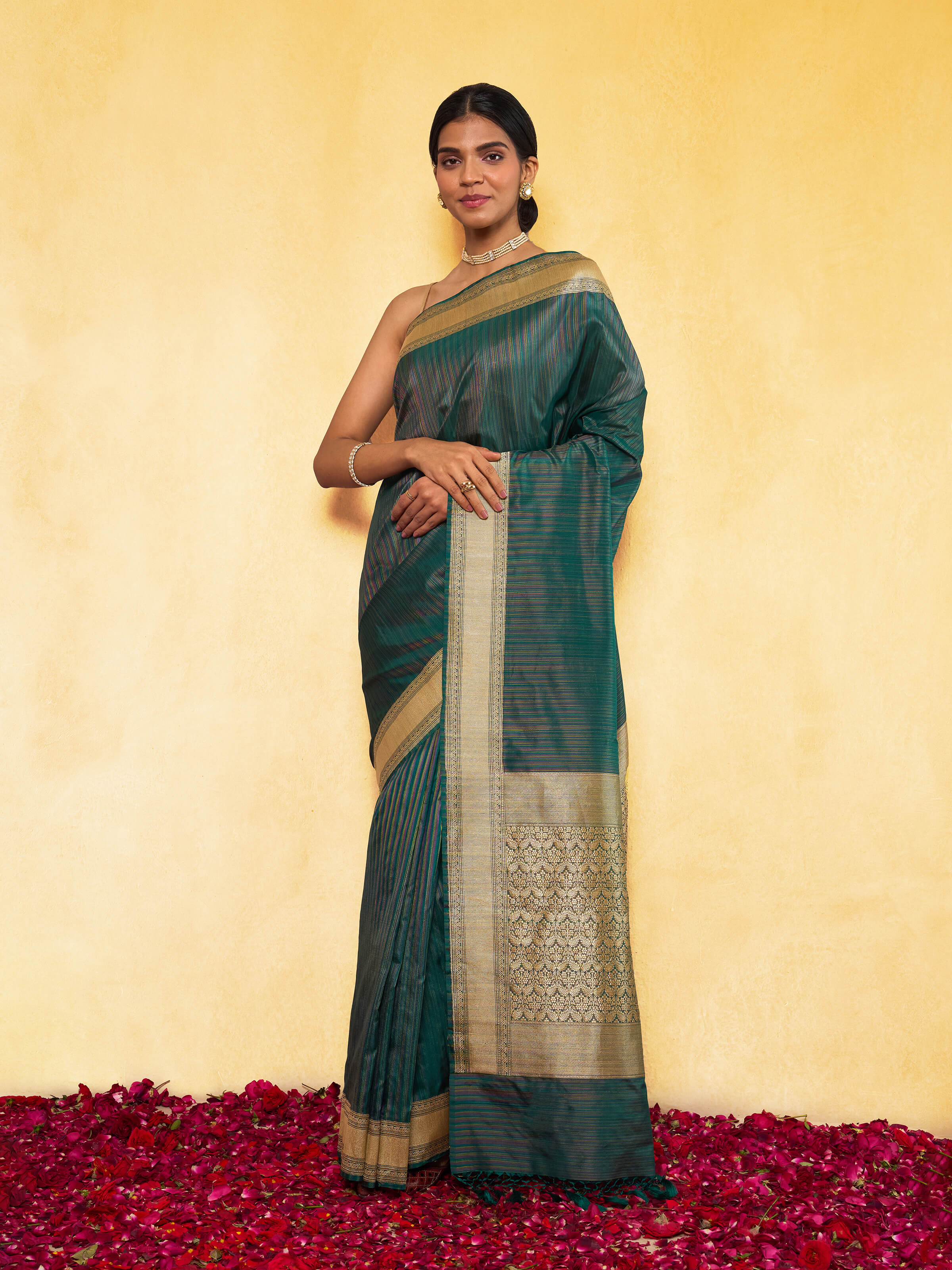 Green Mulberry Katan Silk Banarasi Saree