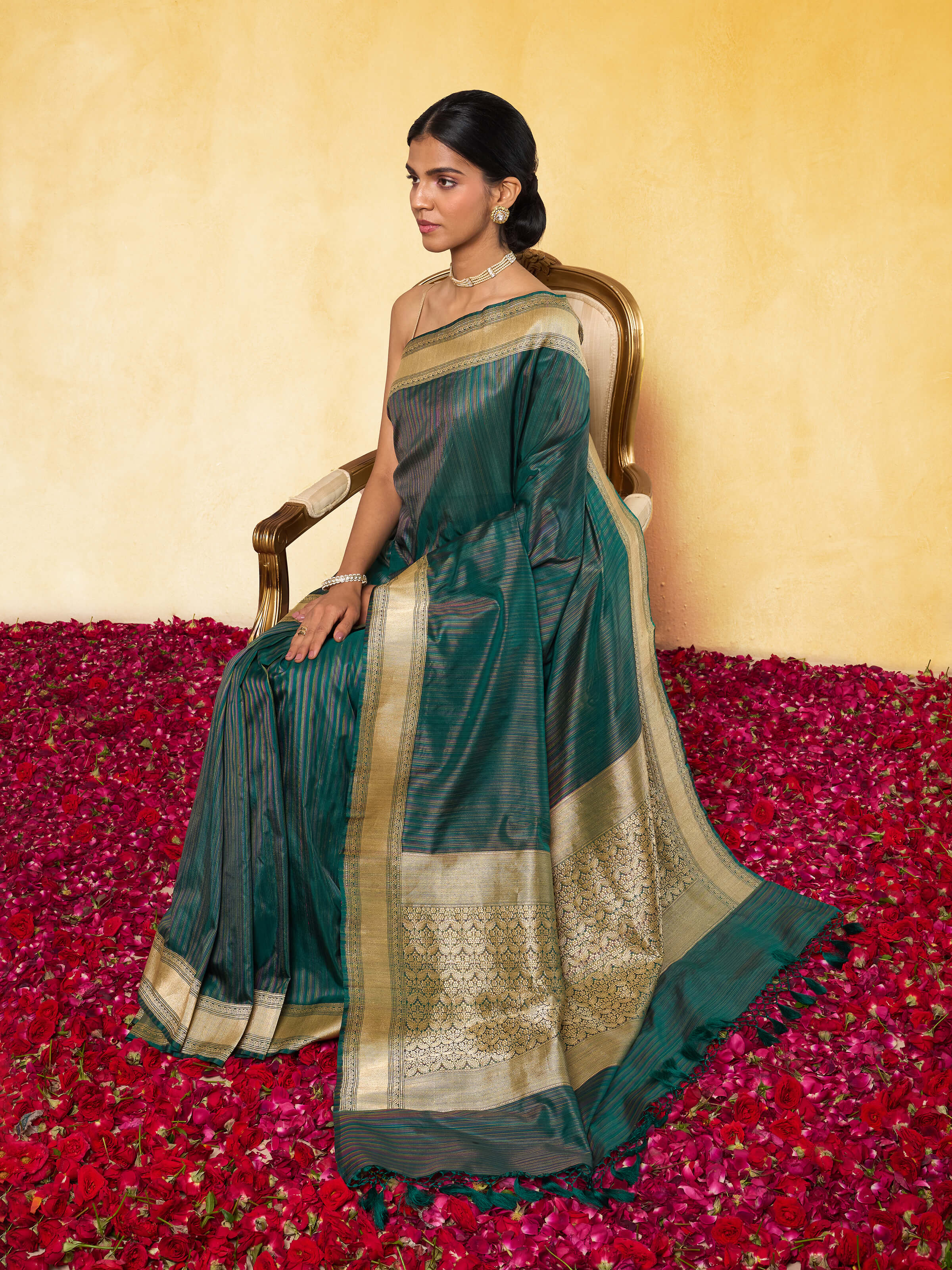 Green Mulberry Katan Silk Banarasi Saree