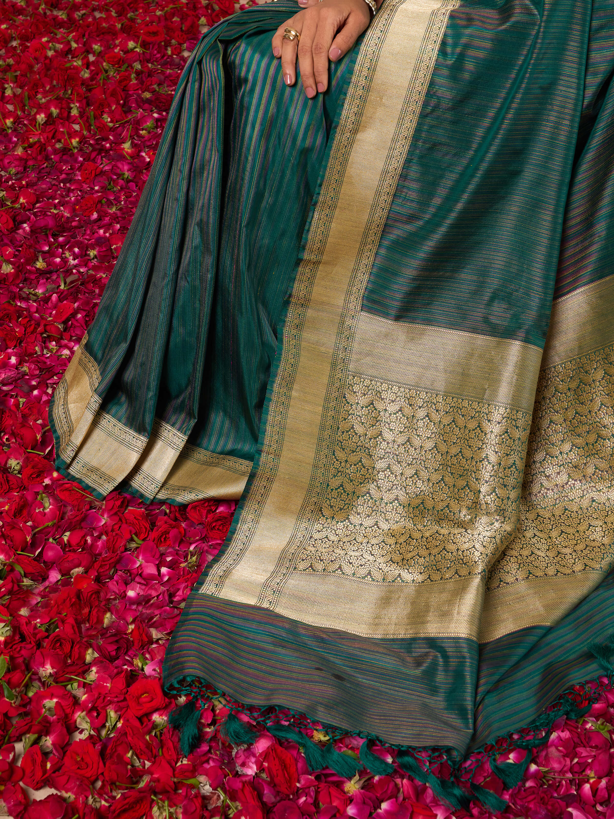 Green Mulberry Katan Silk Banarasi Saree