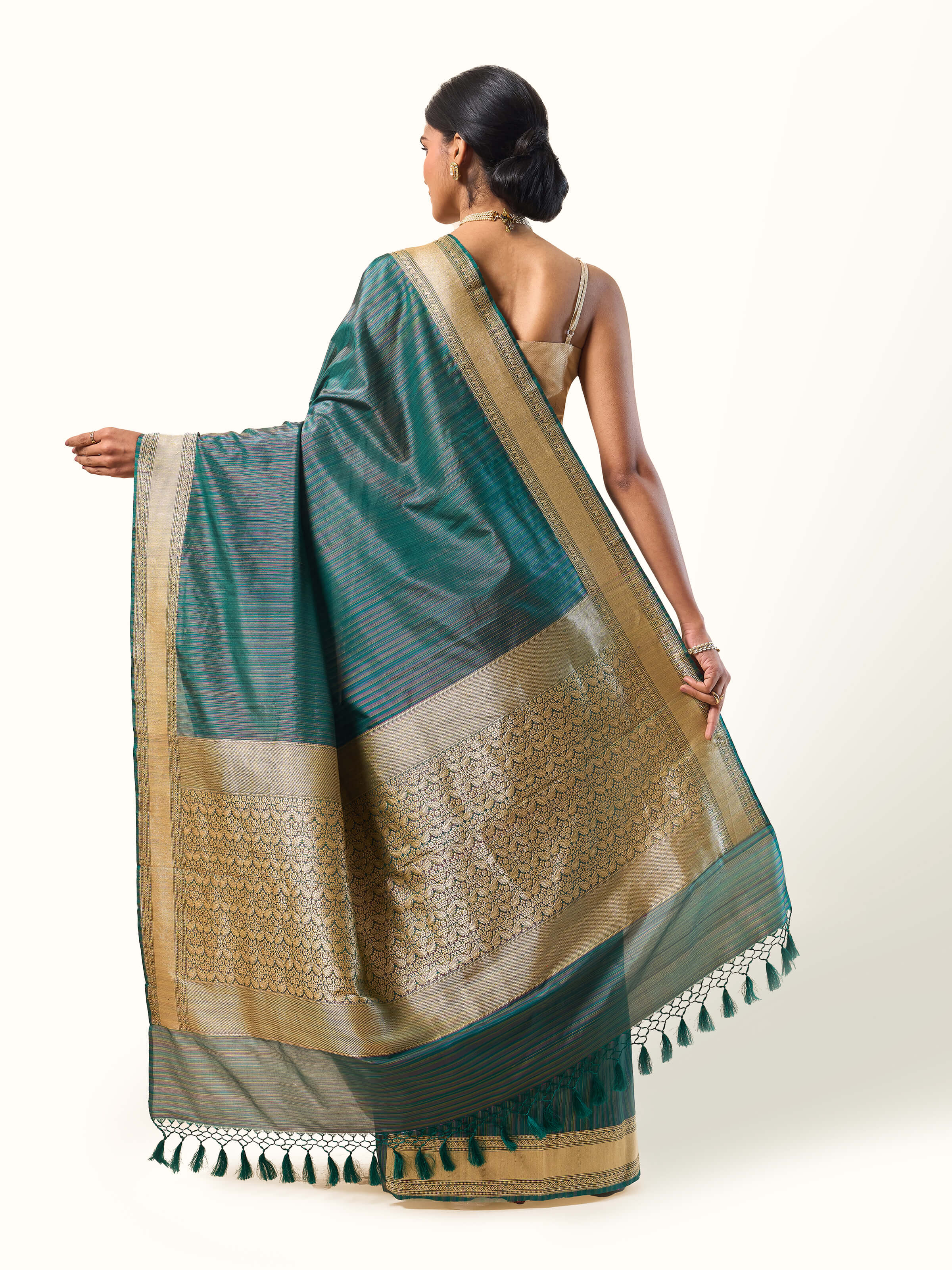 Green Mulberry Katan Silk Banarasi Saree