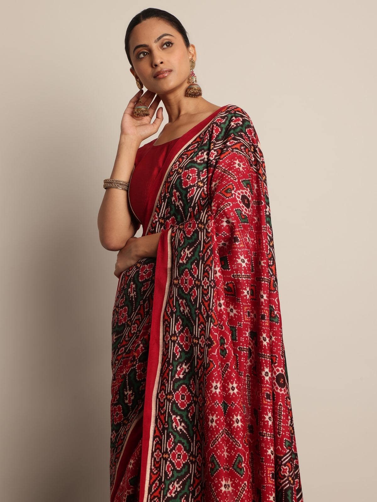Maroon Mulberry Silk Patan Patola Saree