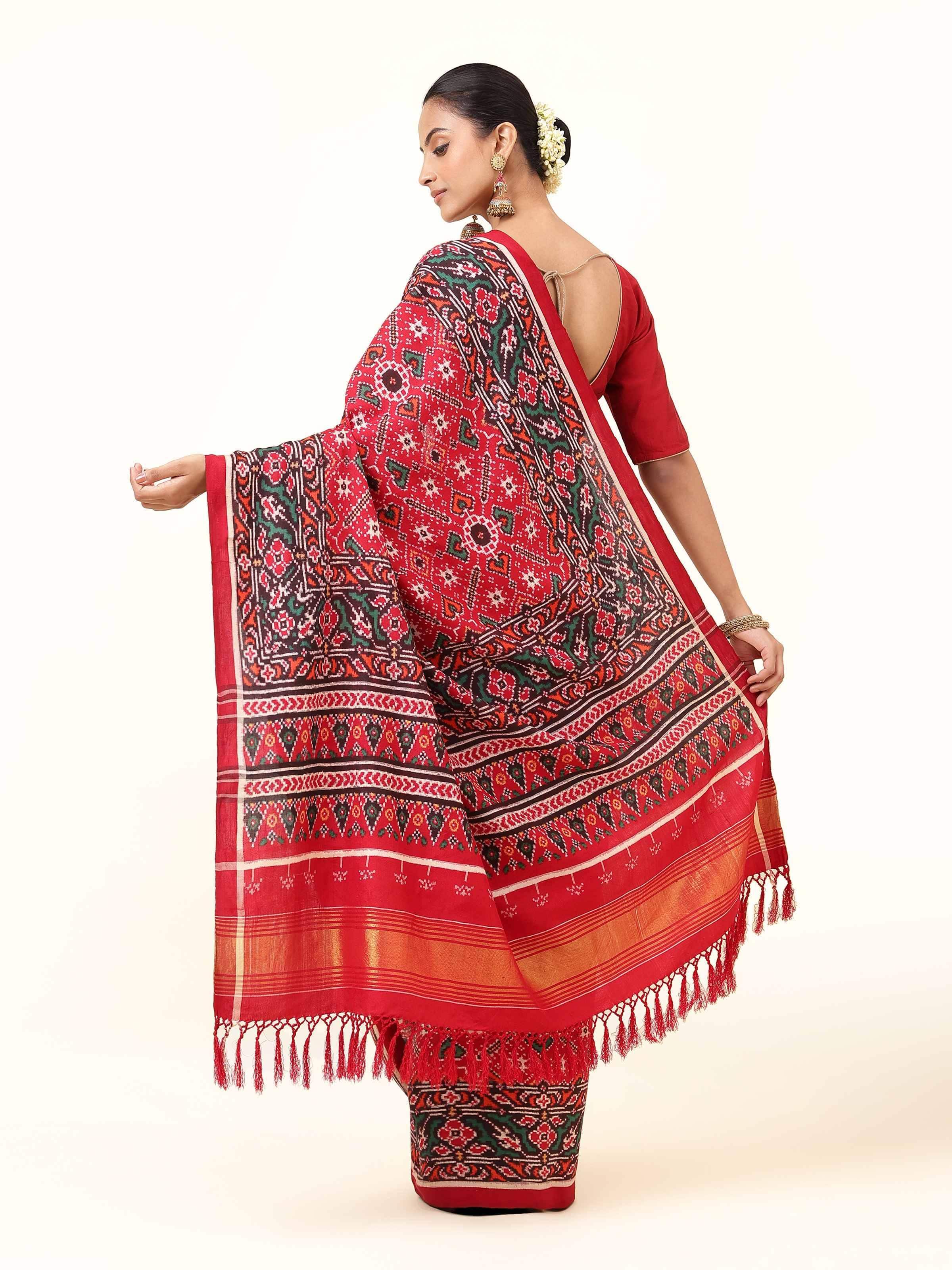 Maroon Mulberry Silk Patan Patola Saree