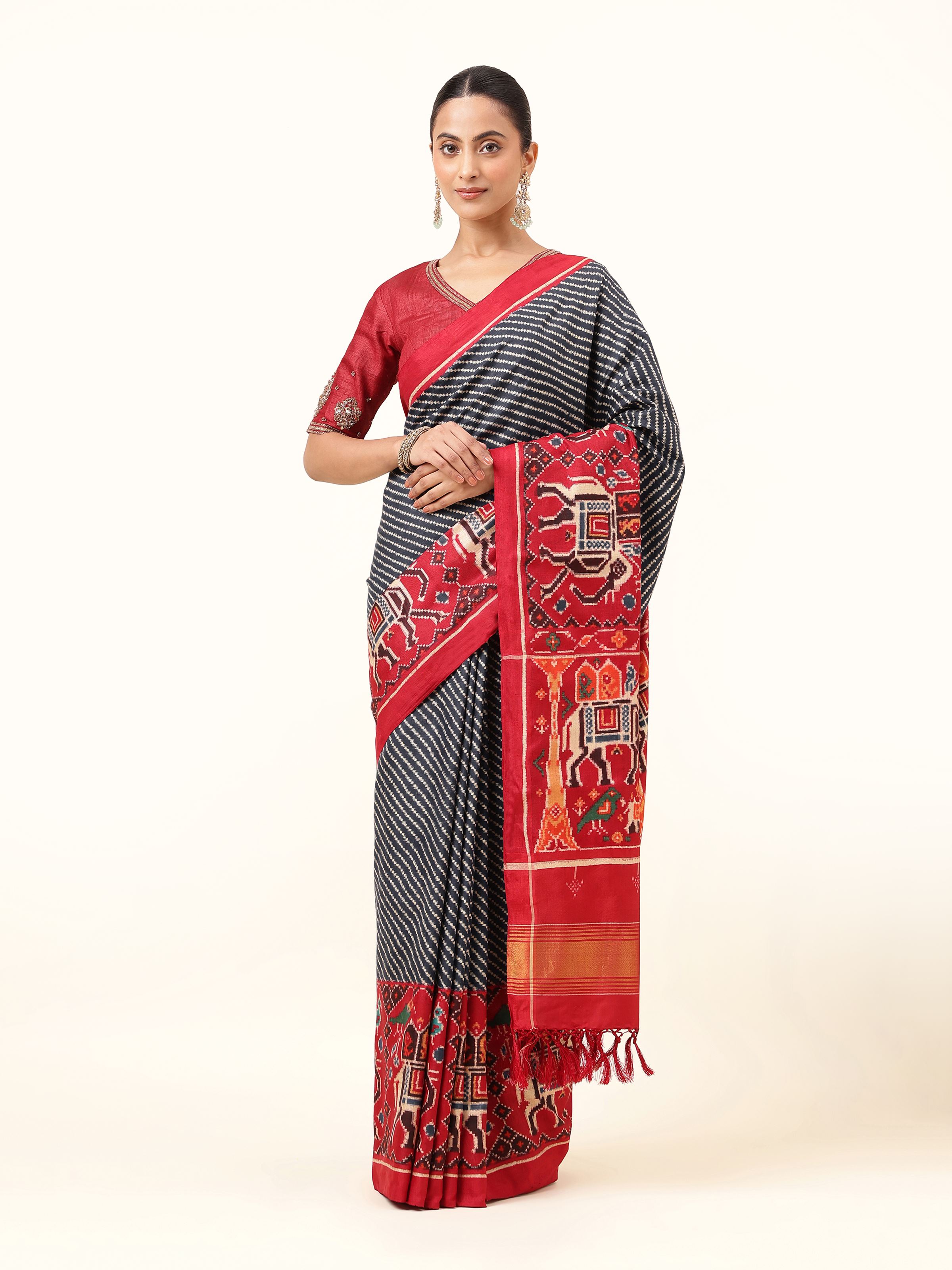 Blue Mulberry Silk Patan Patola Saree