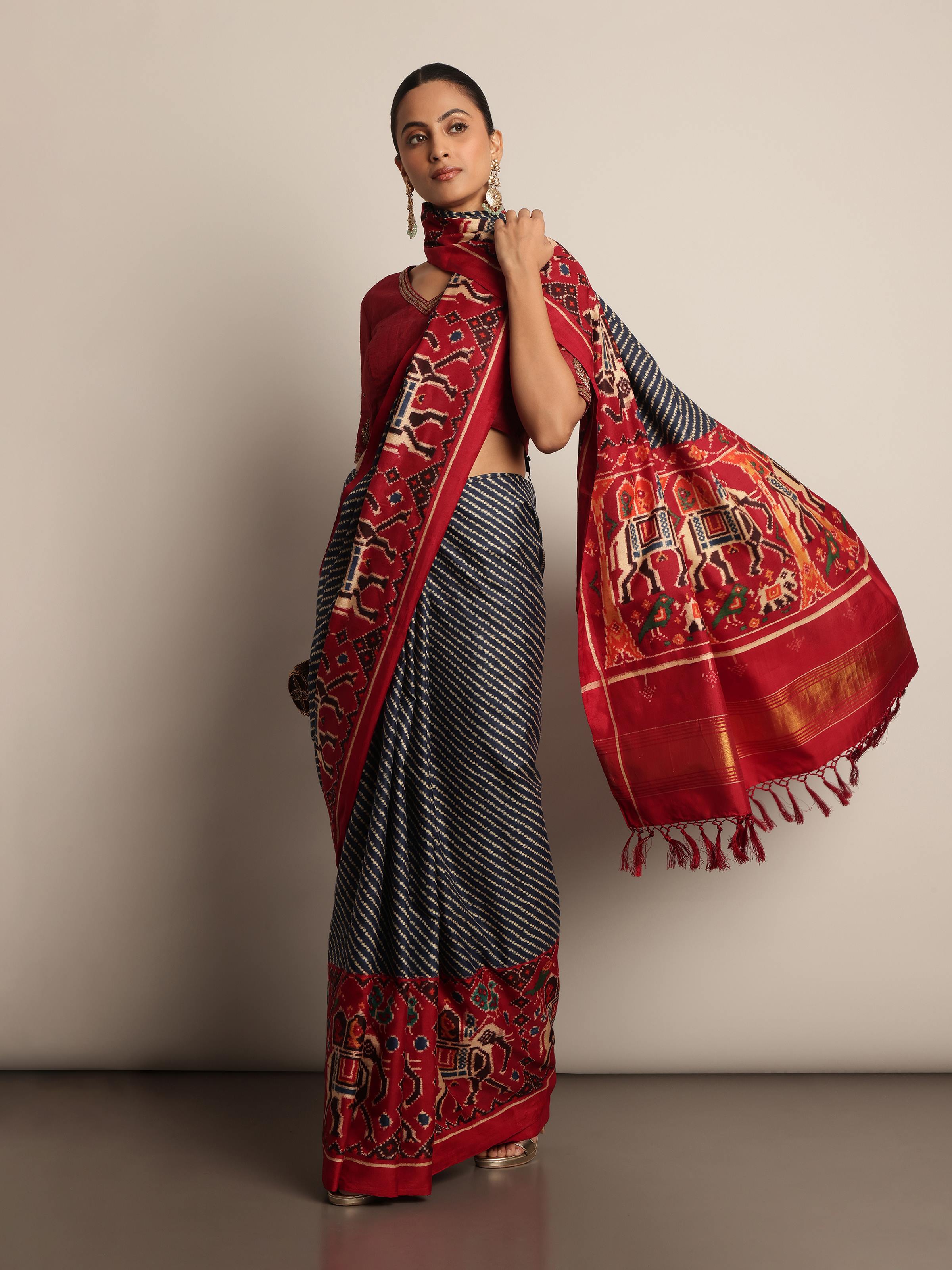 Blue Mulberry Silk Patan Patola Saree