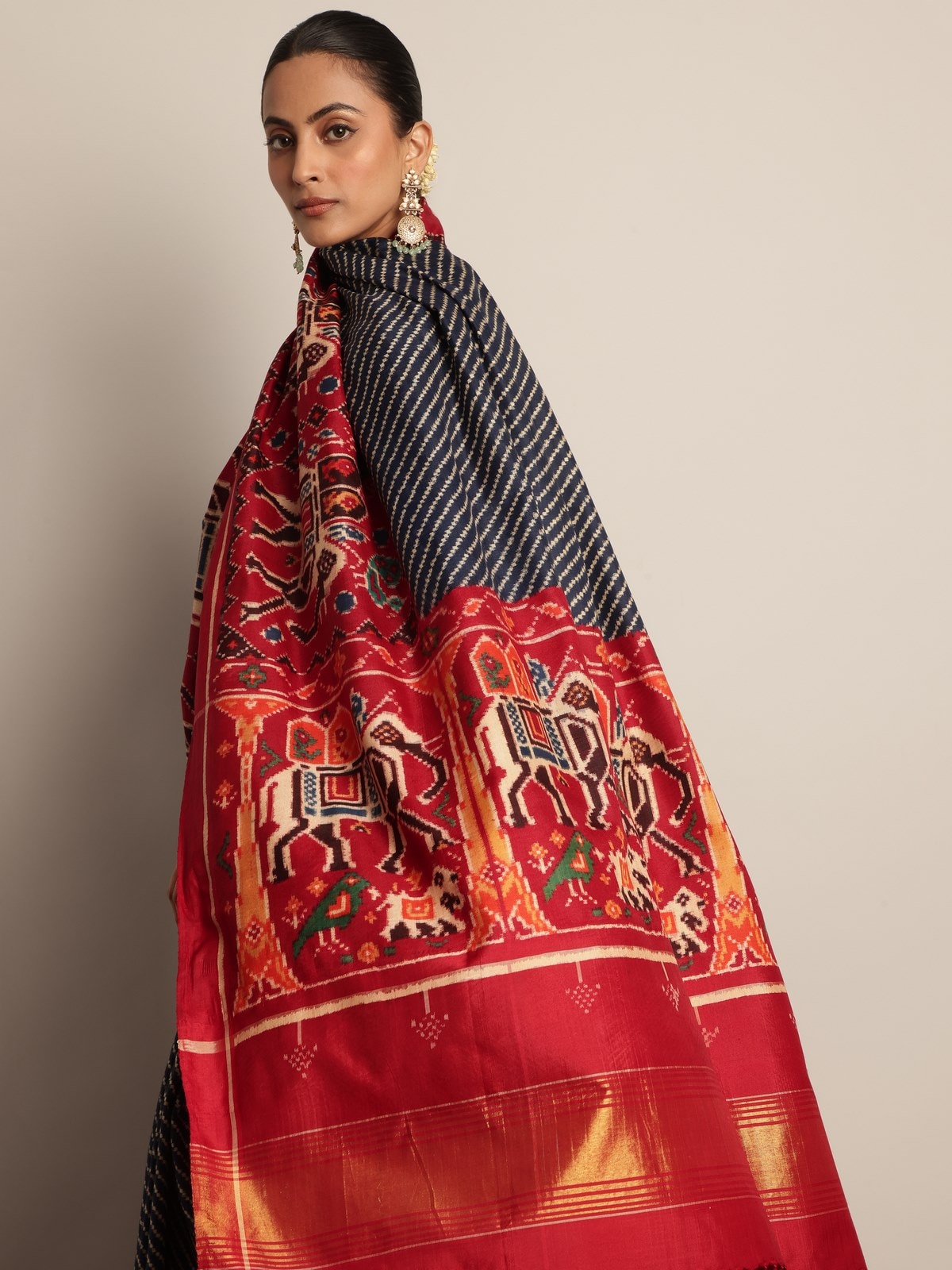 Blue Mulberry Silk Patan Patola Saree