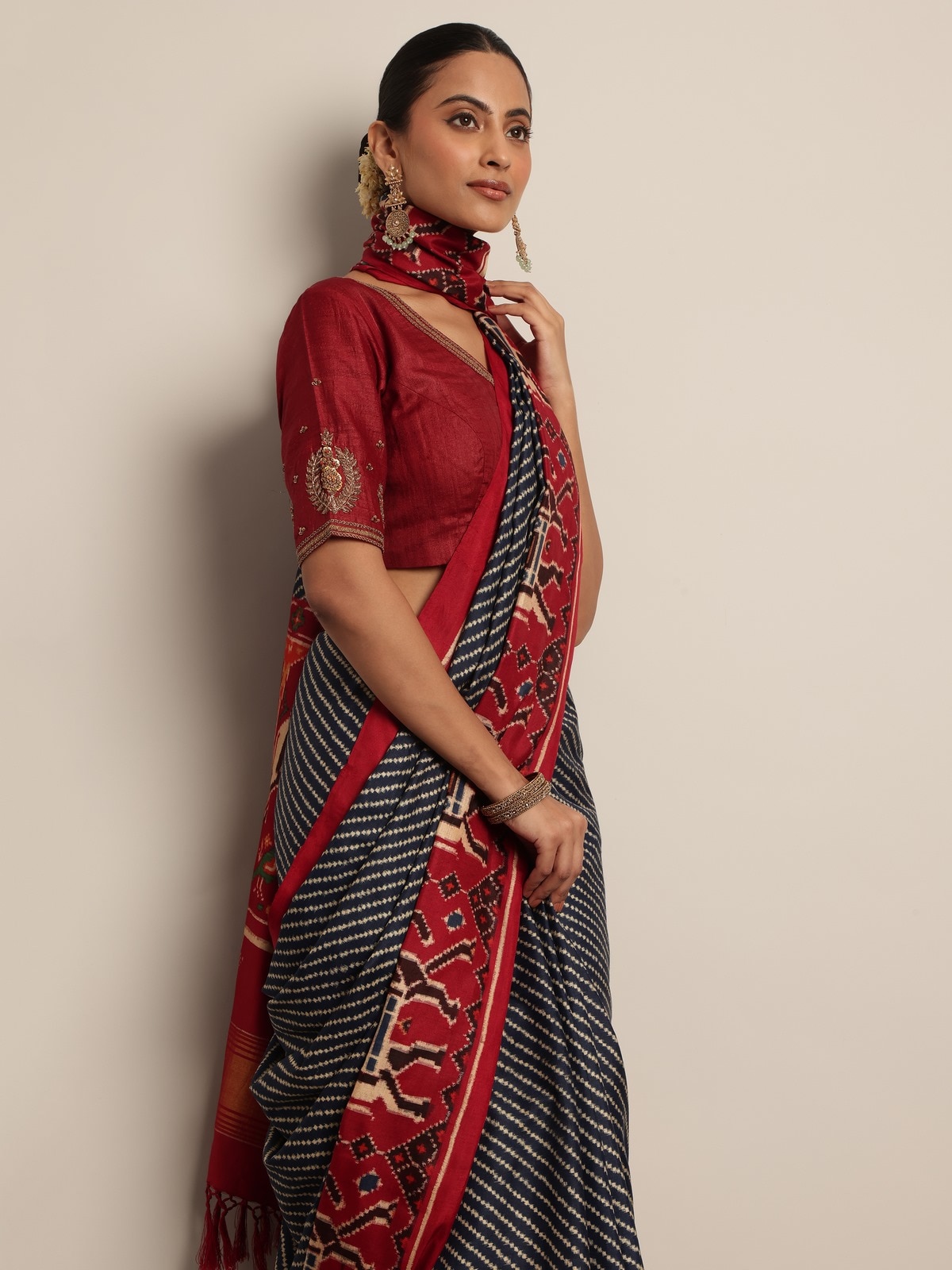 Blue Mulberry Silk Patan Patola Saree
