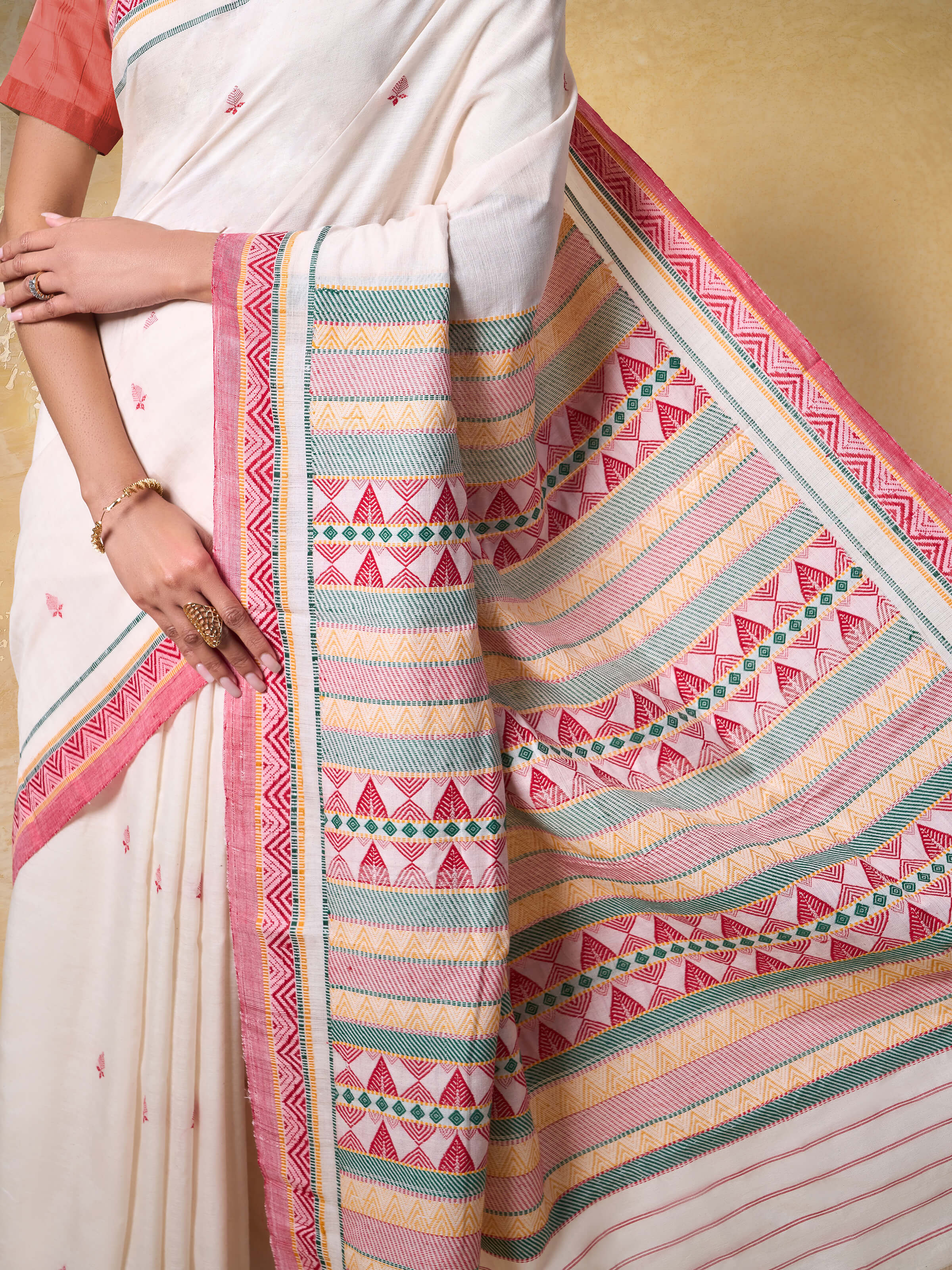 Detailed close-up of fabric weave and subtle design elements.