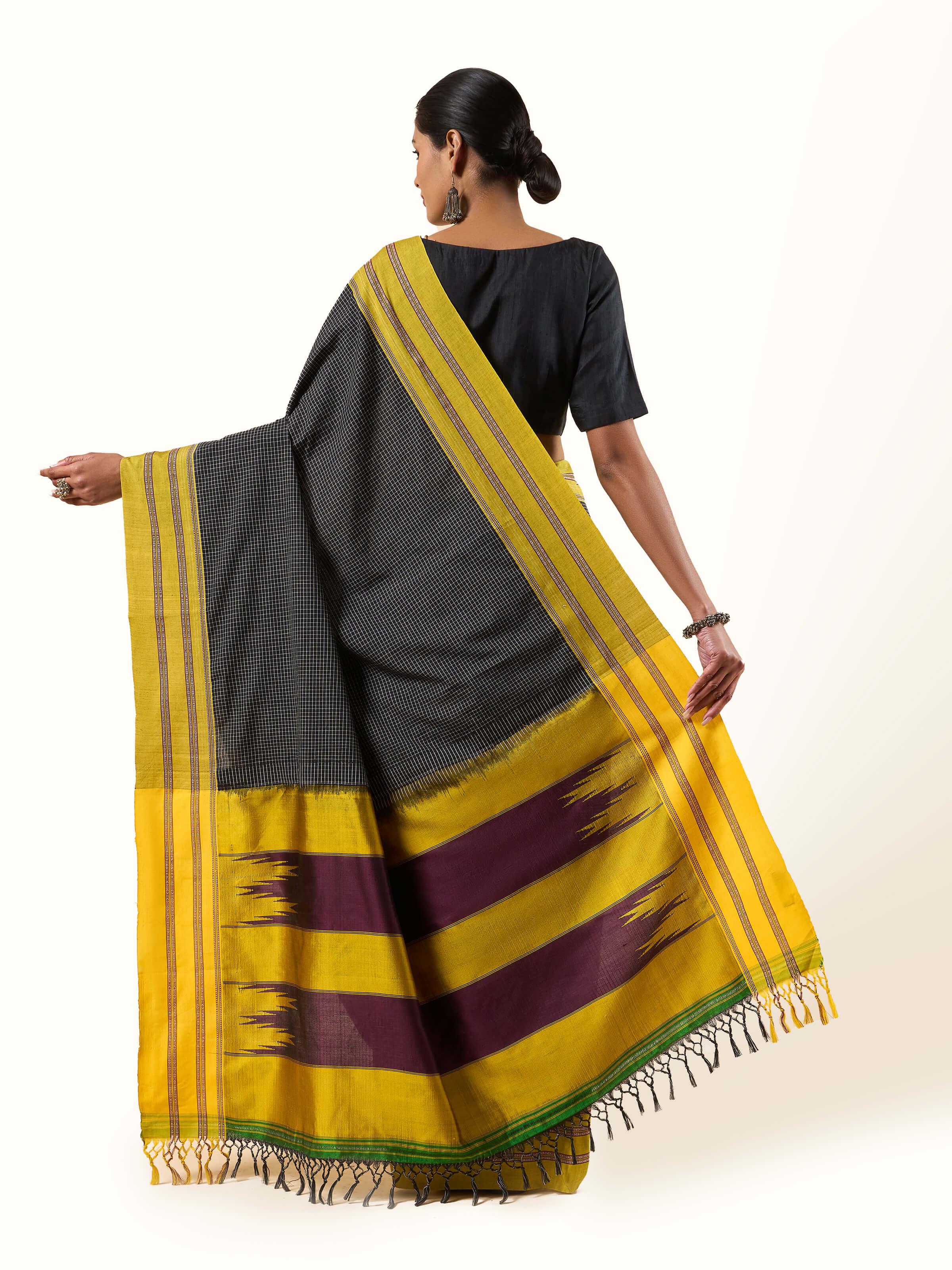 Black Cotton Silk Ilkal Saree