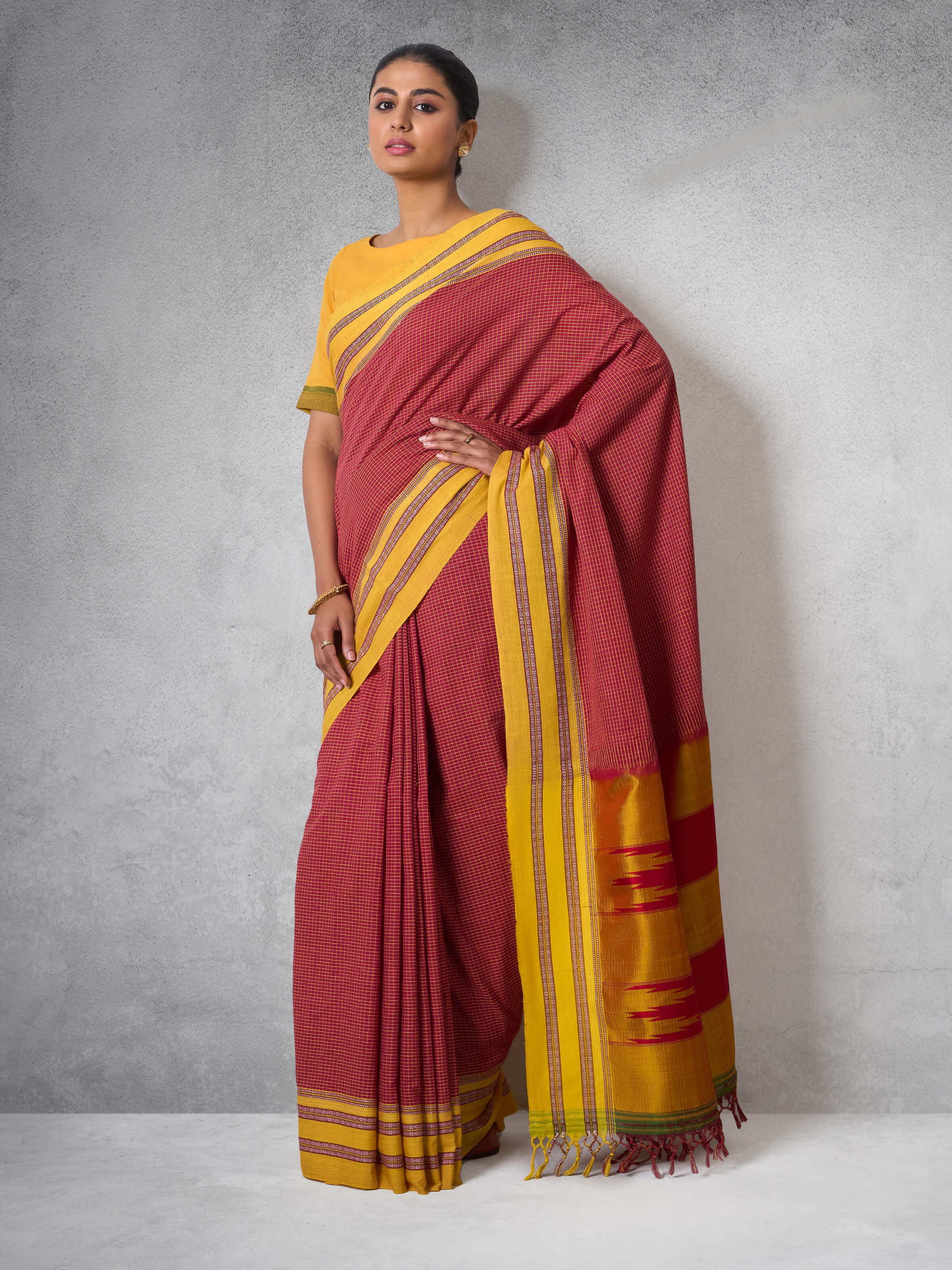 Red Cotton Silk Ilkal Saree