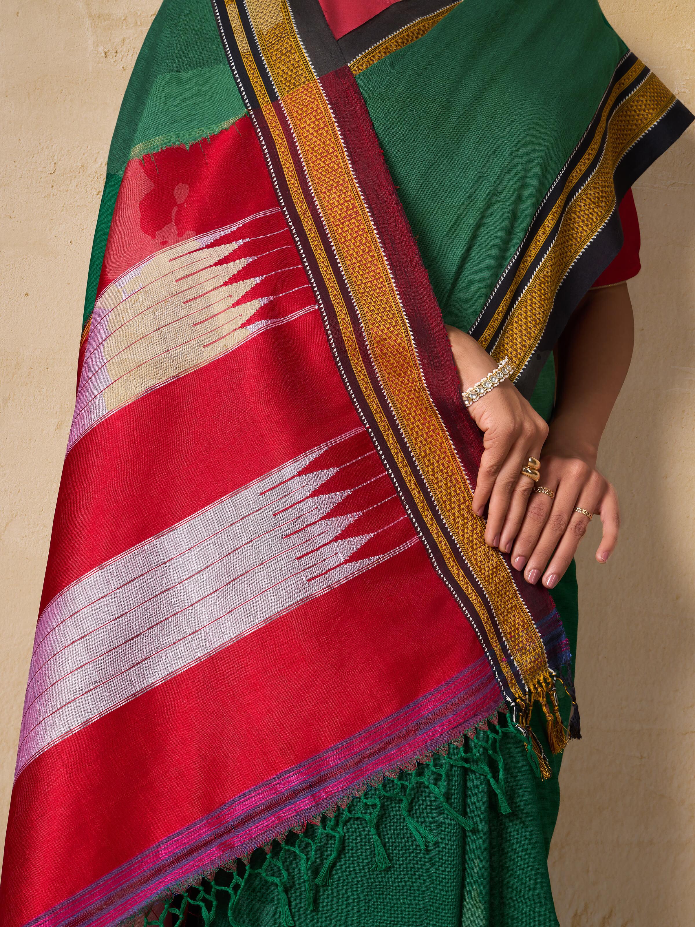 Green Cotton Silk Ilkal Saree