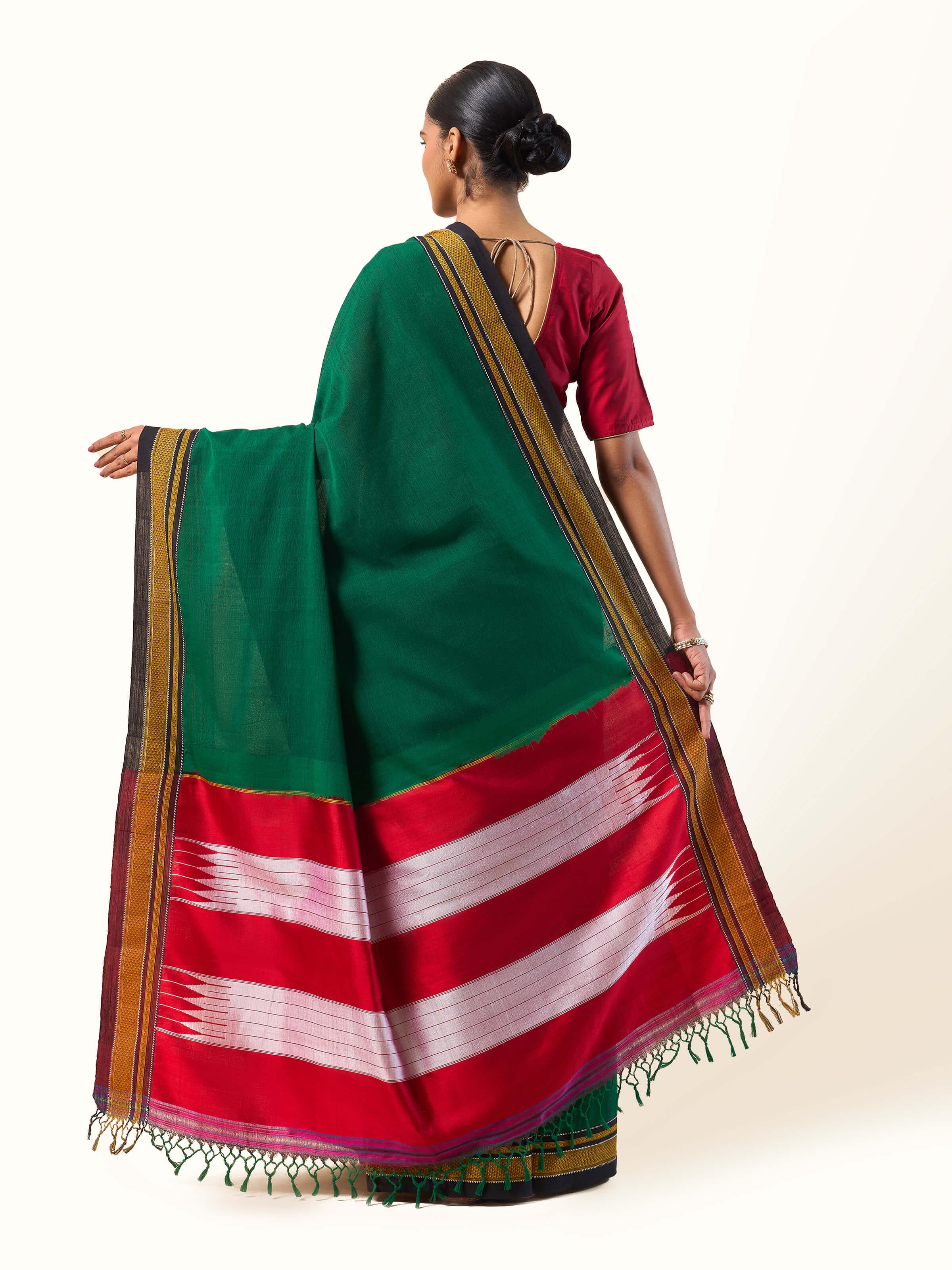 Green Cotton Silk Ilkal Saree