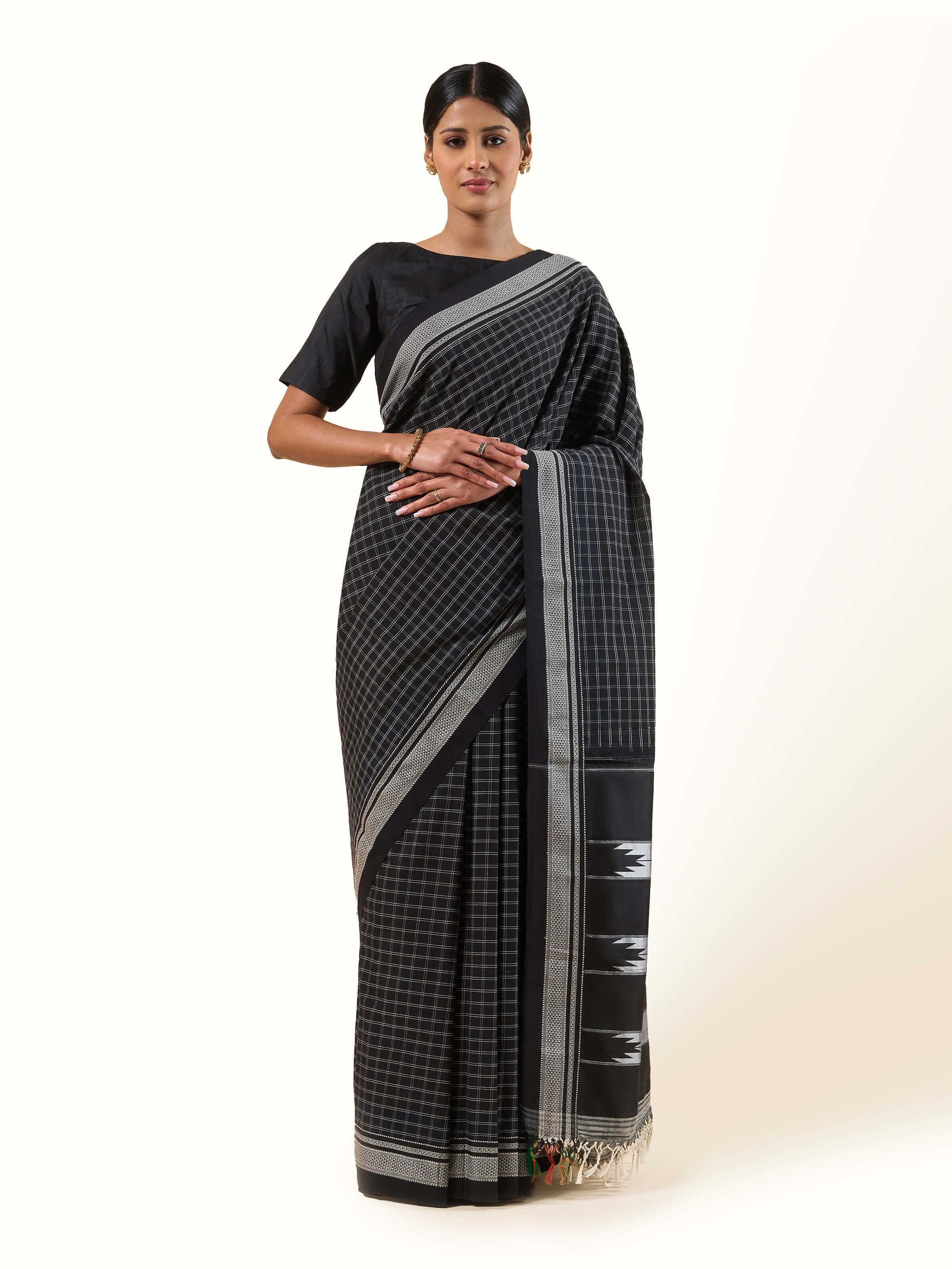 Black Cotton Silk Ilkal Saree