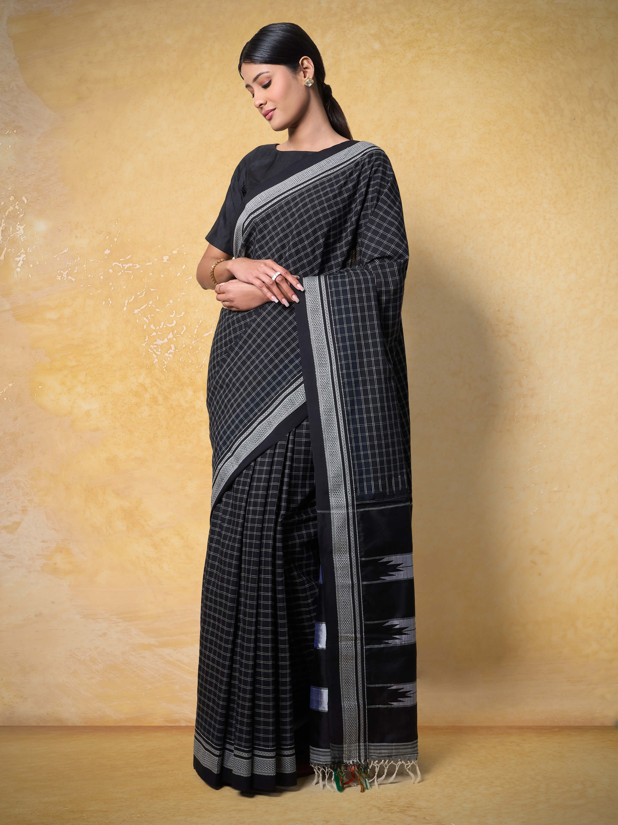 Black Cotton Silk Ilkal Saree