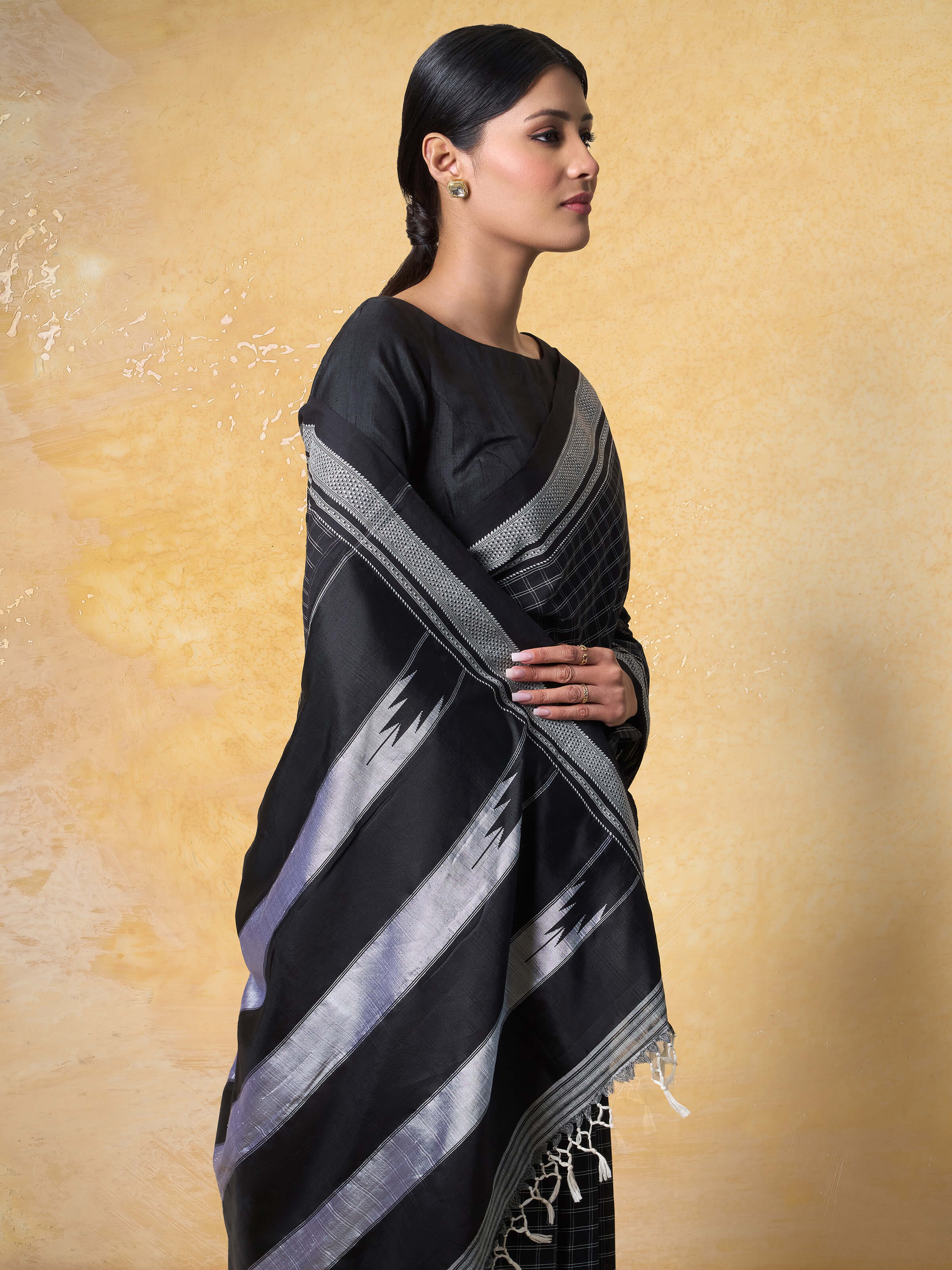 Black Cotton Silk Ilkal Saree