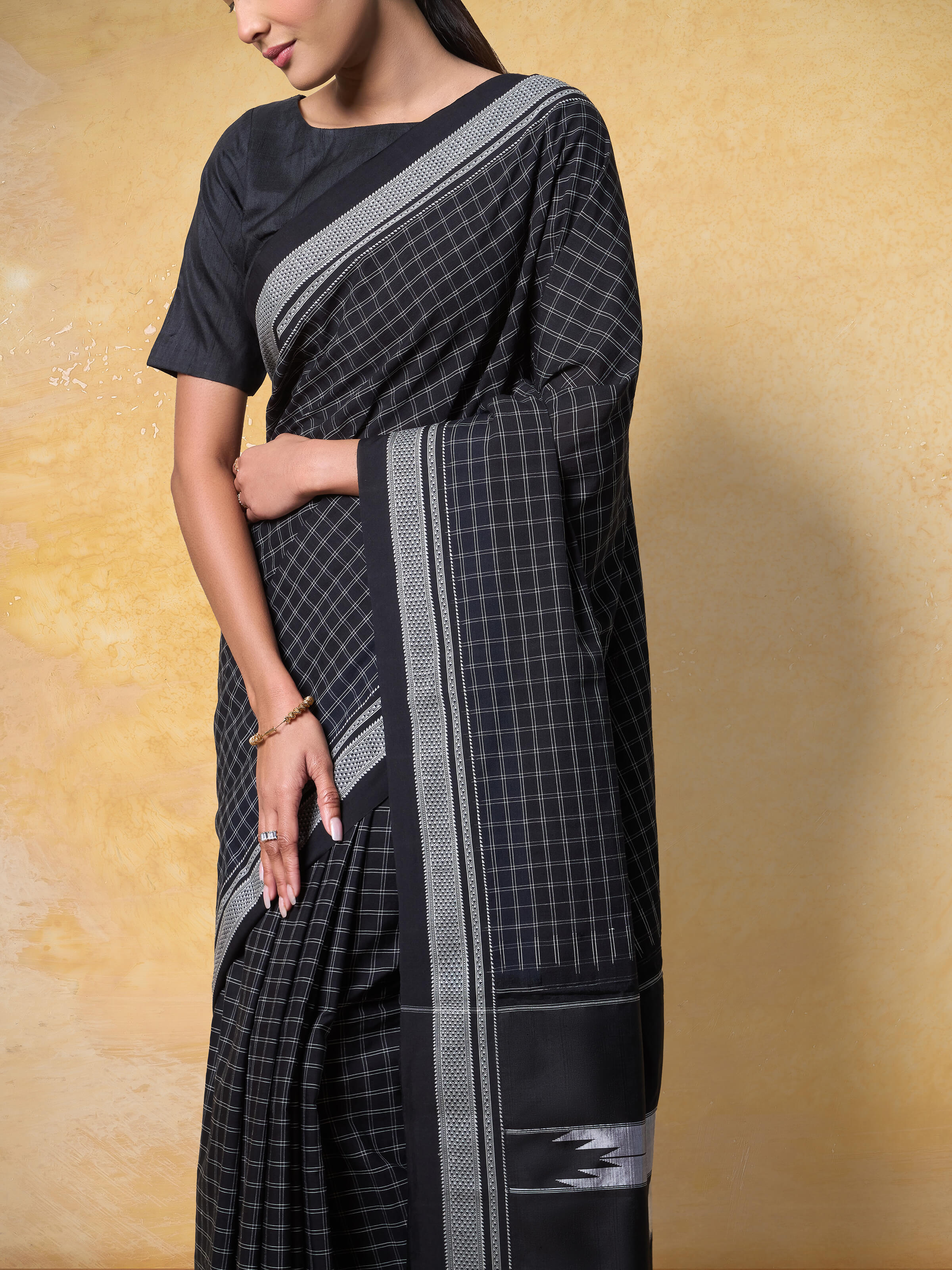 Black Cotton Silk Ilkal Saree