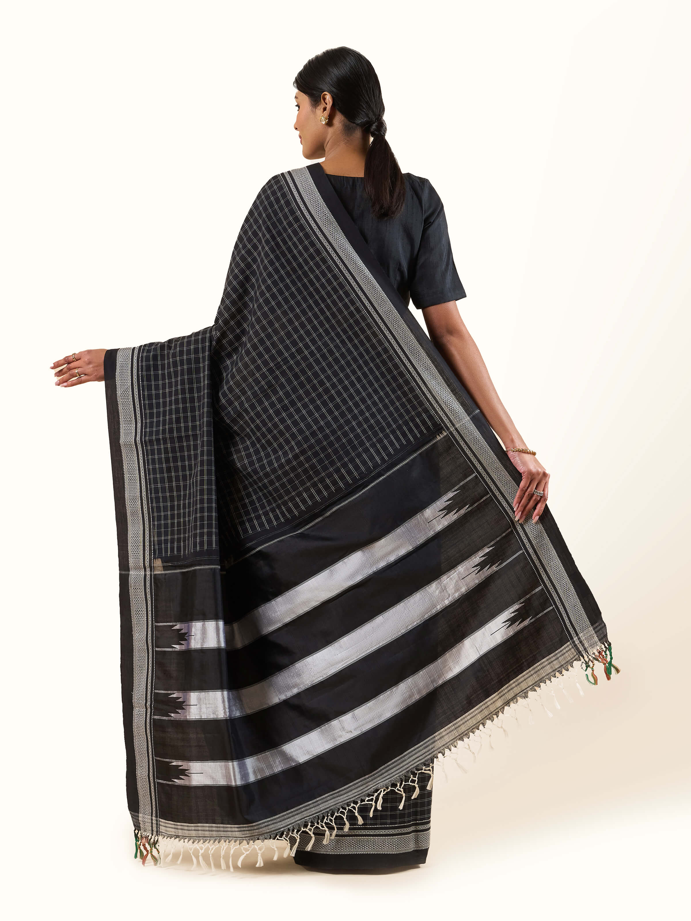 Black Cotton Silk Ilkal Saree