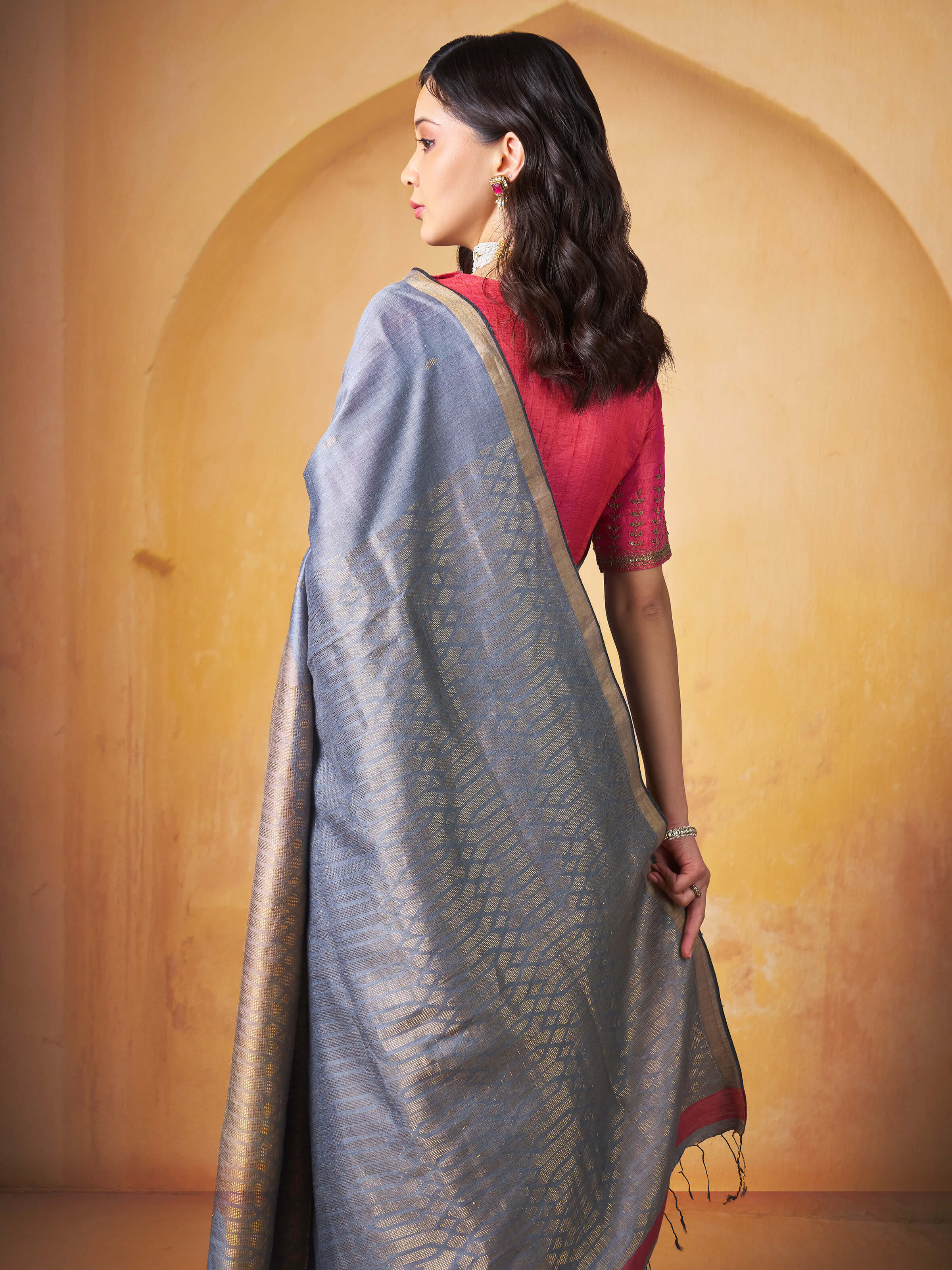 Angled view highlighting the extra-weft weaving details and overall texture.