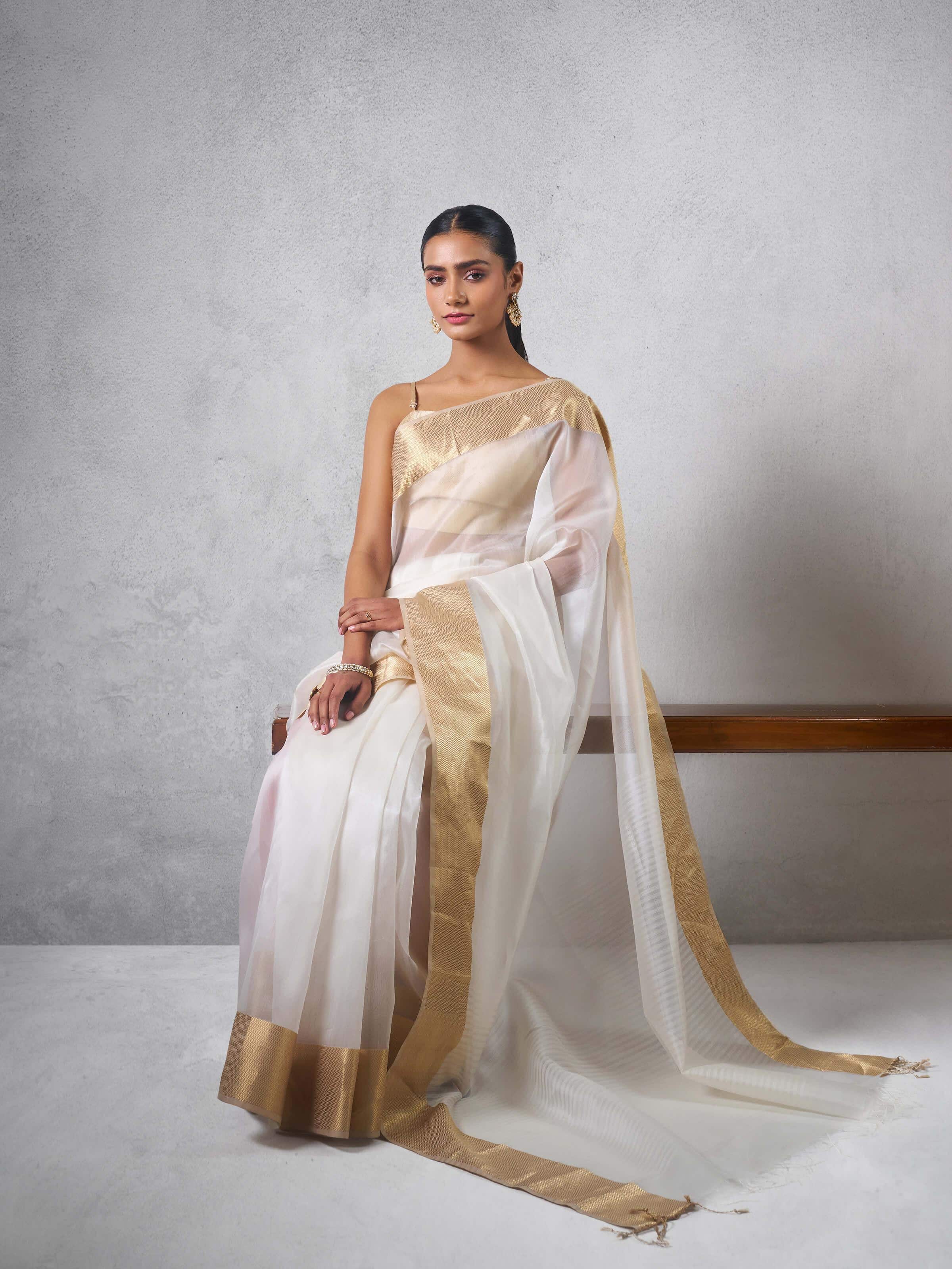 Off-white Cotton Silk Maheshwari Saree