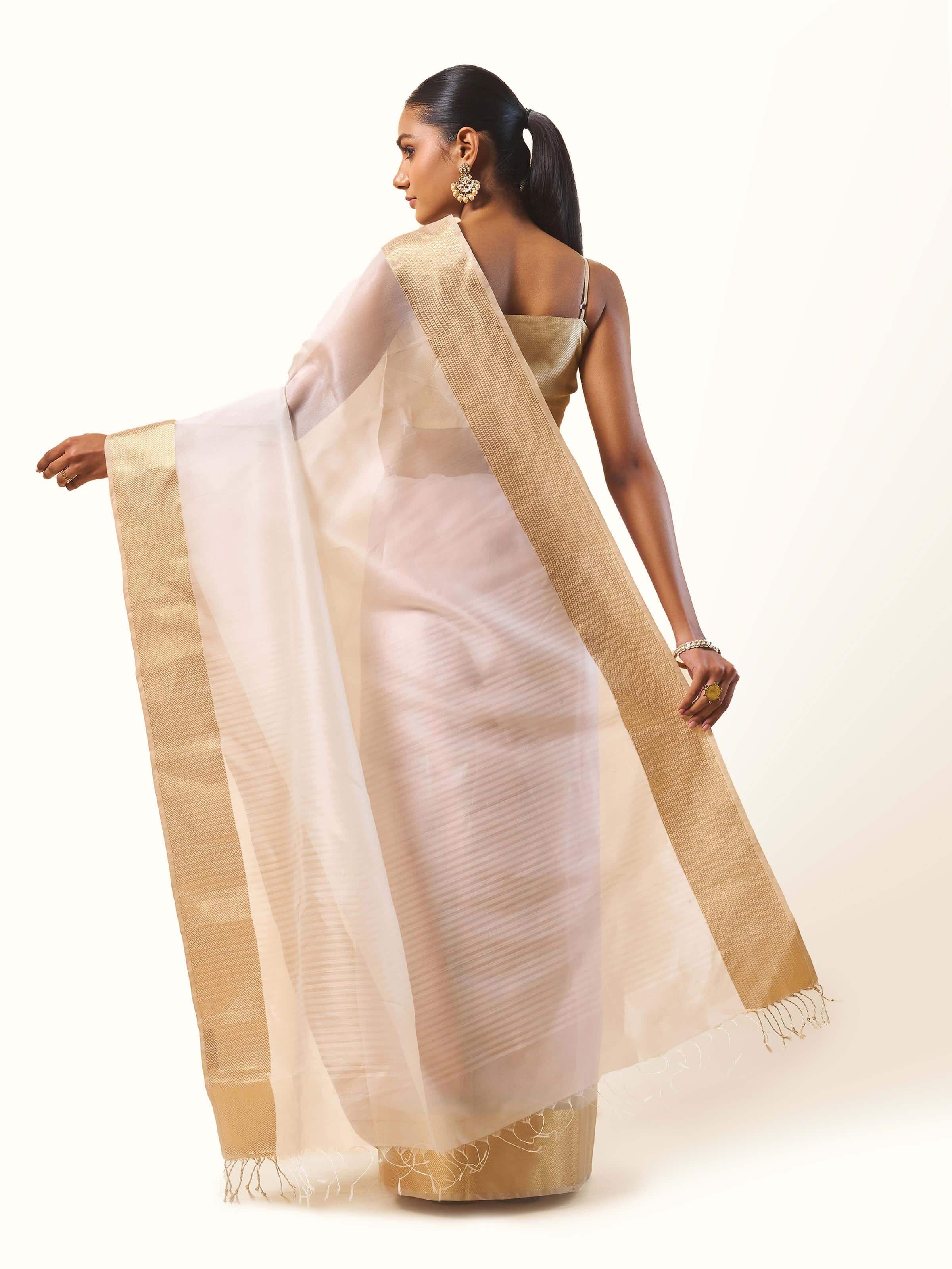 Off-white Cotton Silk Maheshwari Saree