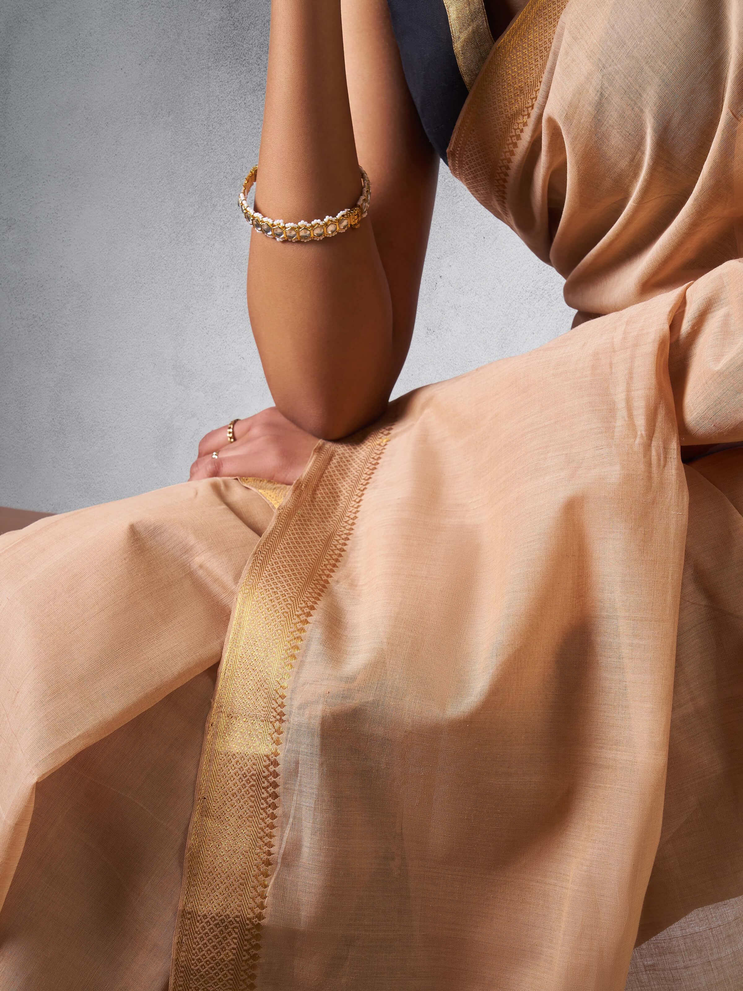 Back view of Cotton Mangalgiri Saree showcasing its traditional elegance and style