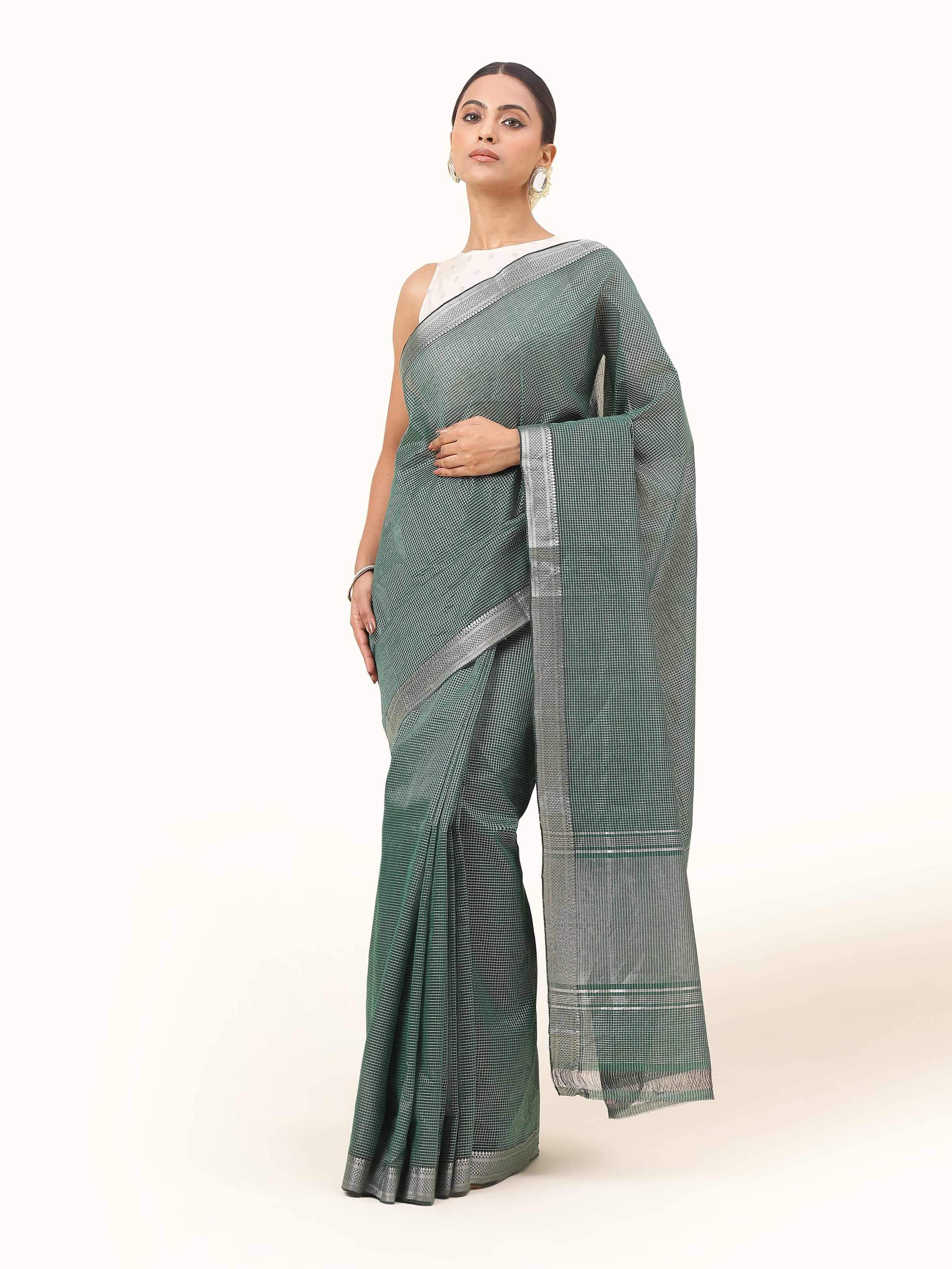 Green Cotton Mangalgiri Saree