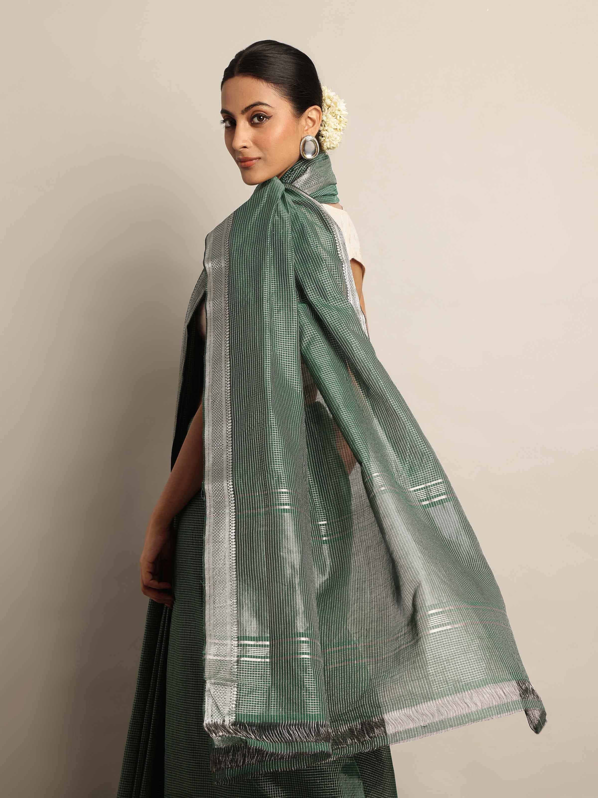 Green Cotton Mangalgiri Saree