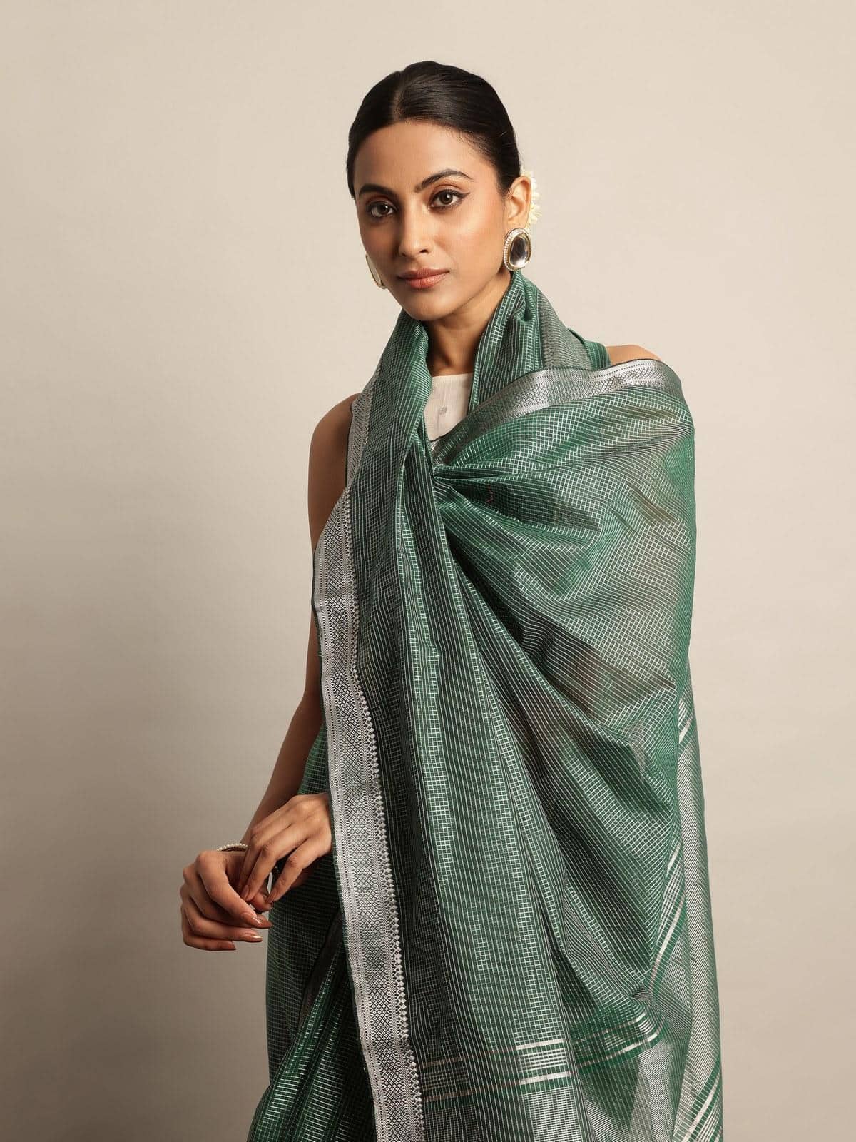 Green Cotton Mangalgiri Saree