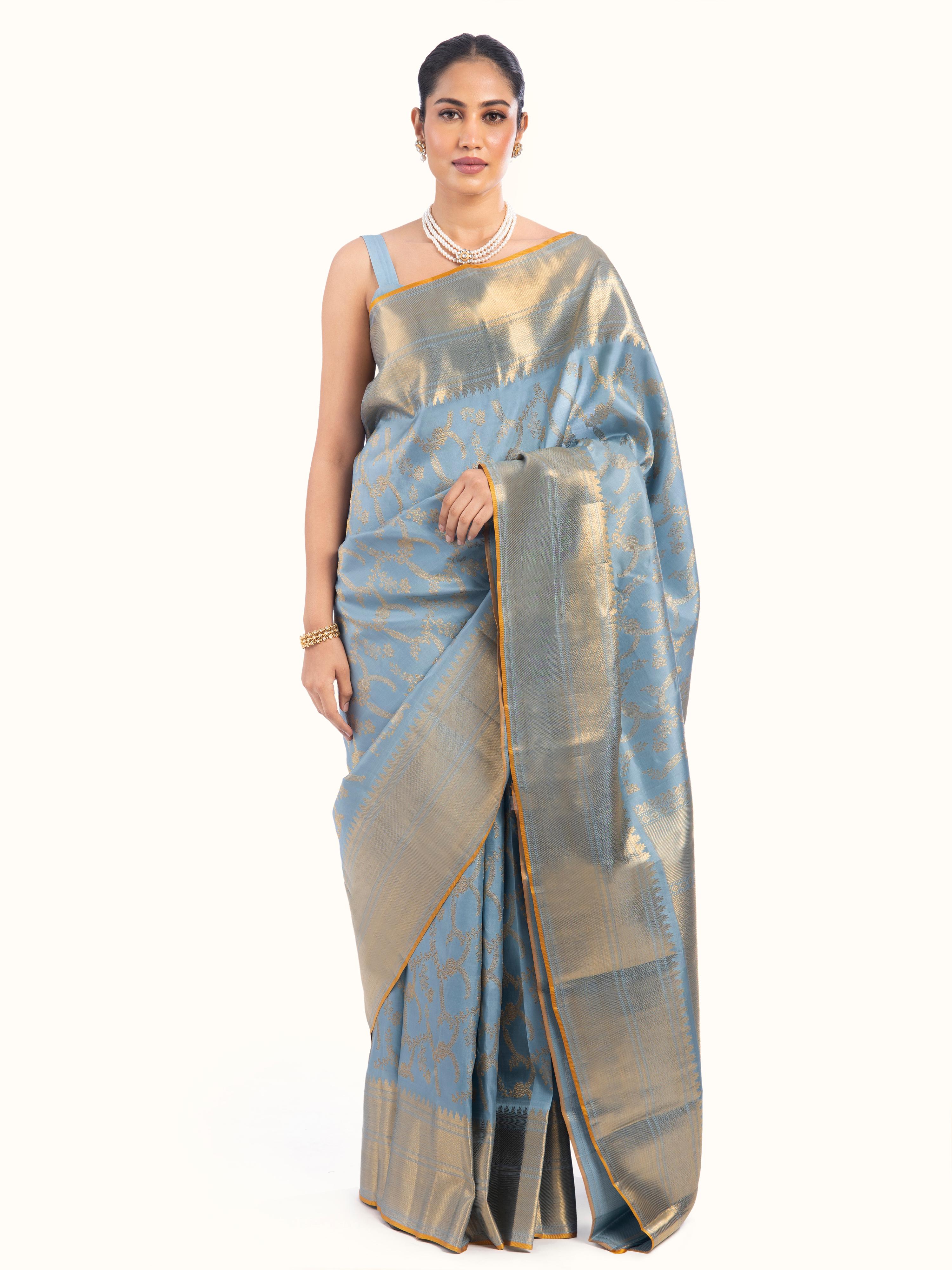Blue Silk Kancheepuram Saree