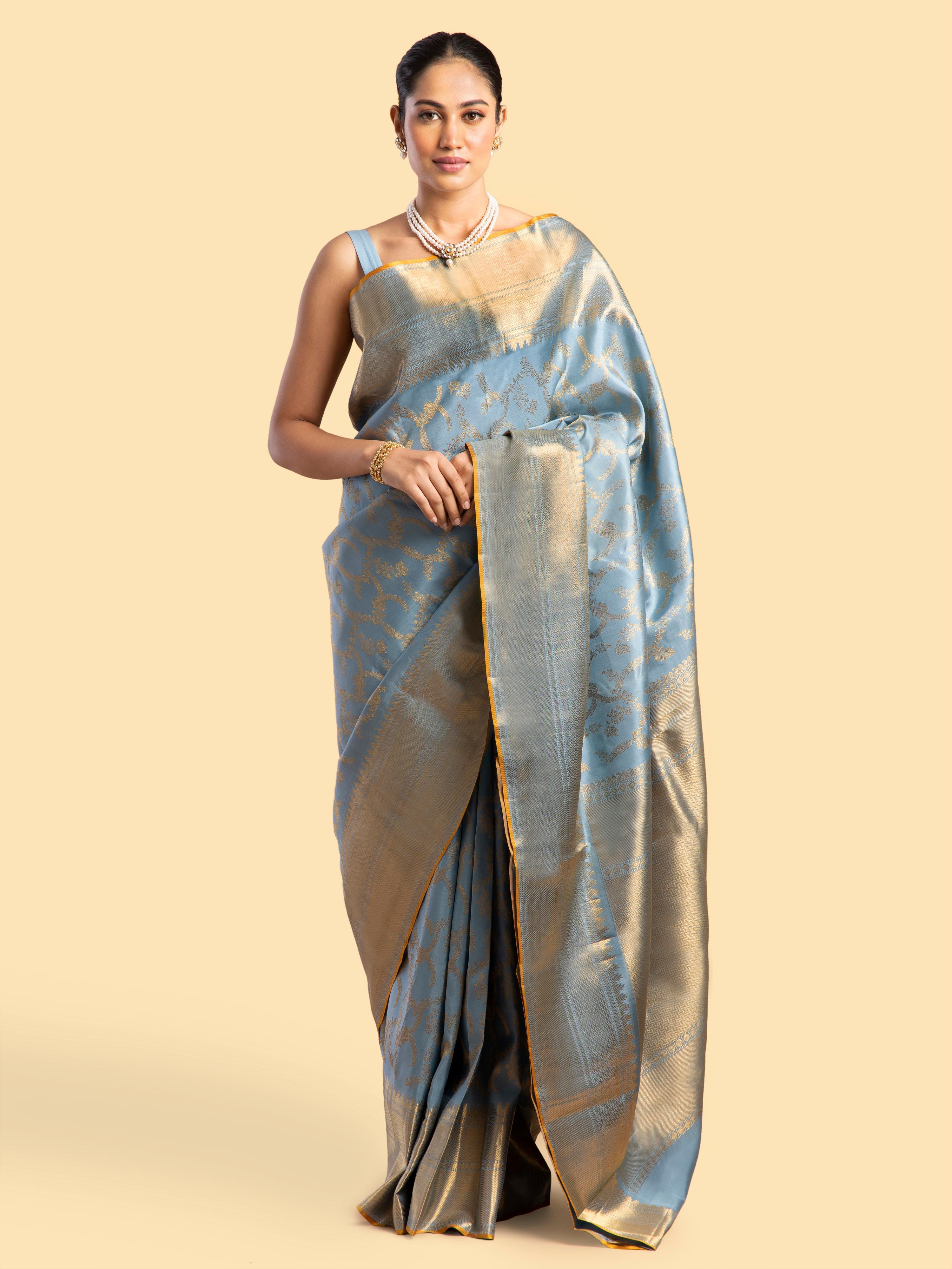 Blue Silk Kancheepuram Saree