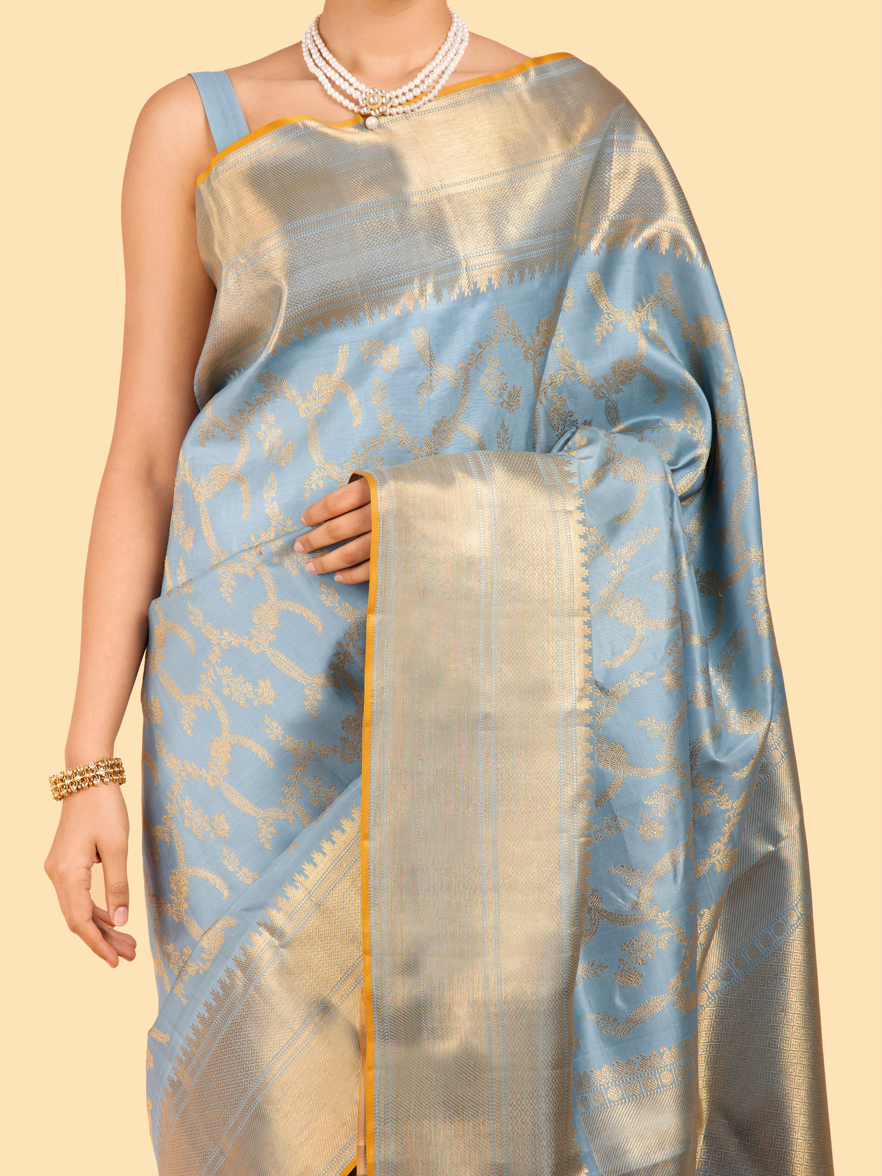 Blue Silk Kancheepuram Saree