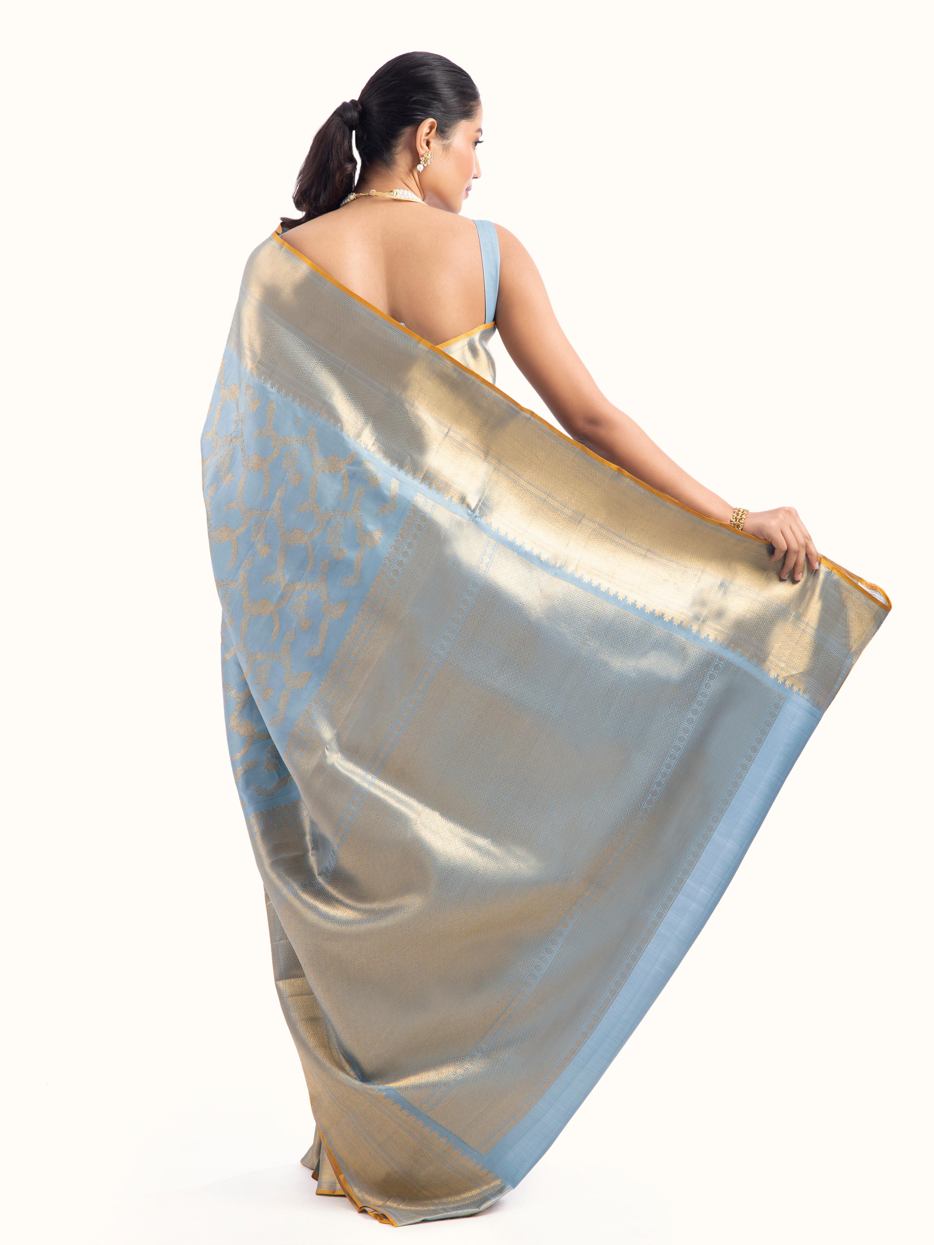 Blue Silk Kancheepuram Saree