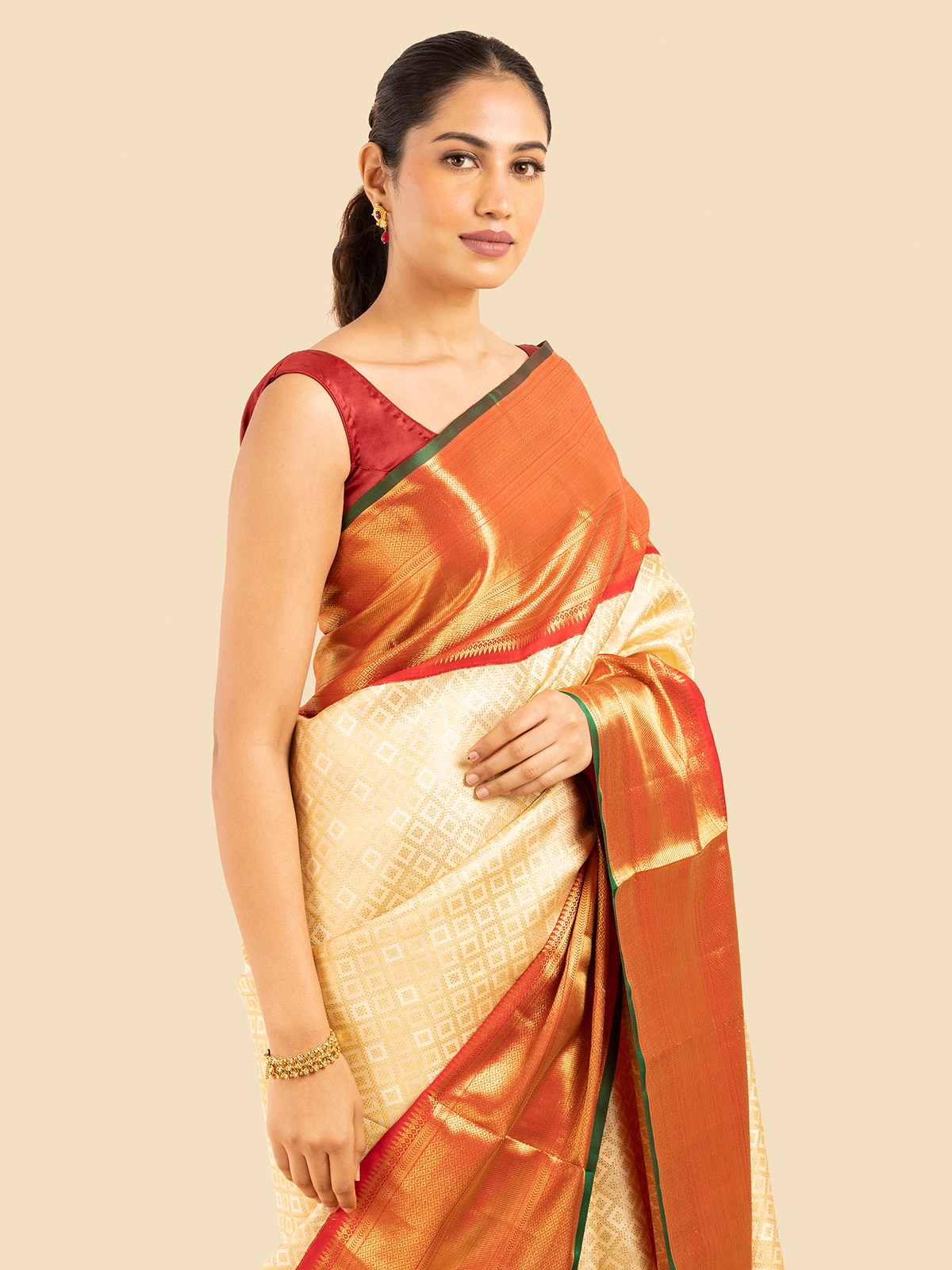 Angle shot capturing the smooth texture and subtle elegance of the fabric.