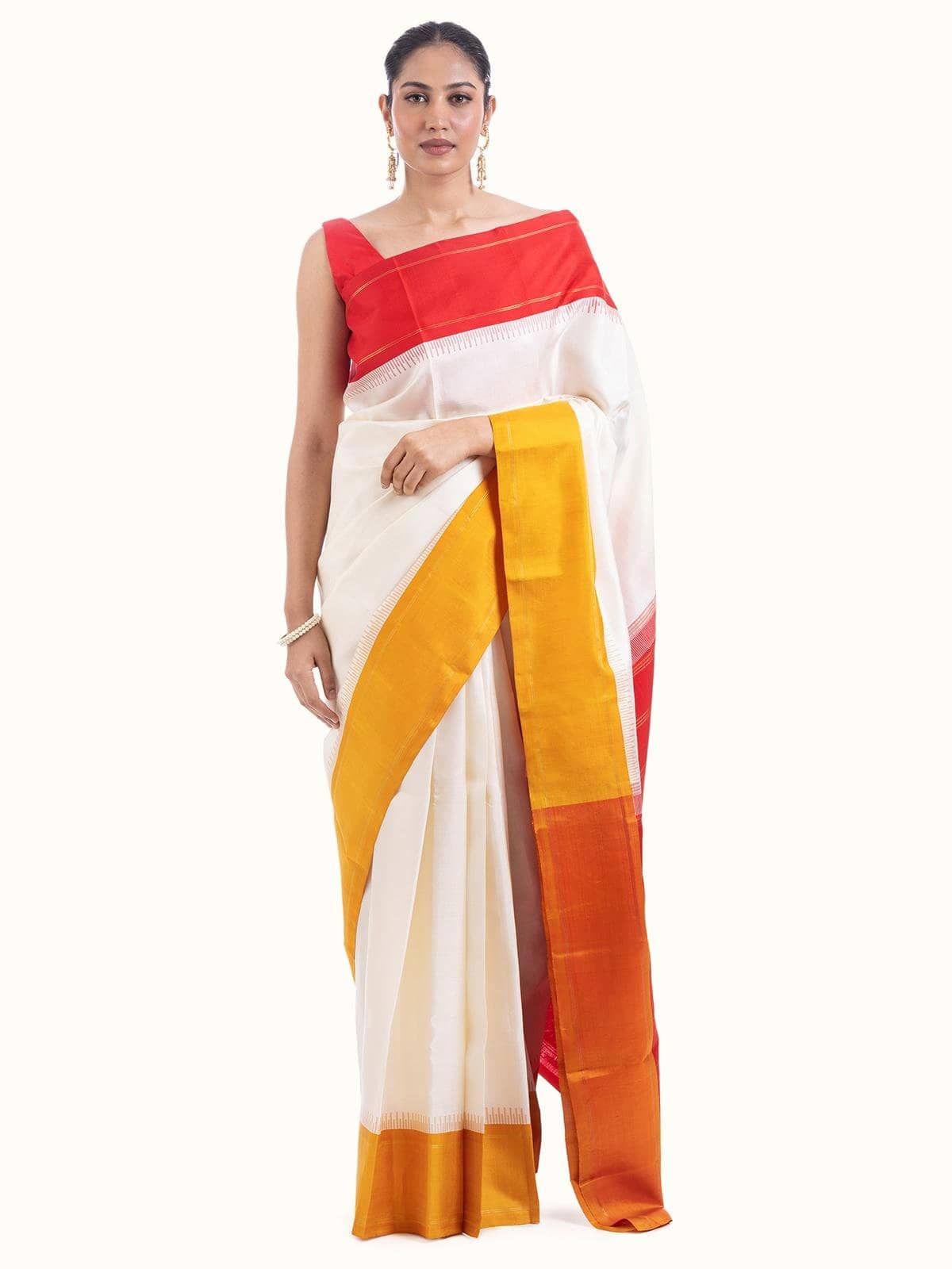 White silk Kancheepuram saree