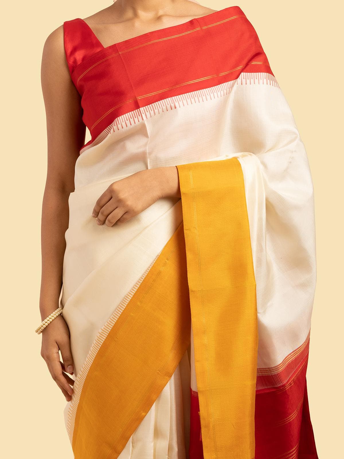 White silk Kancheepuram saree
