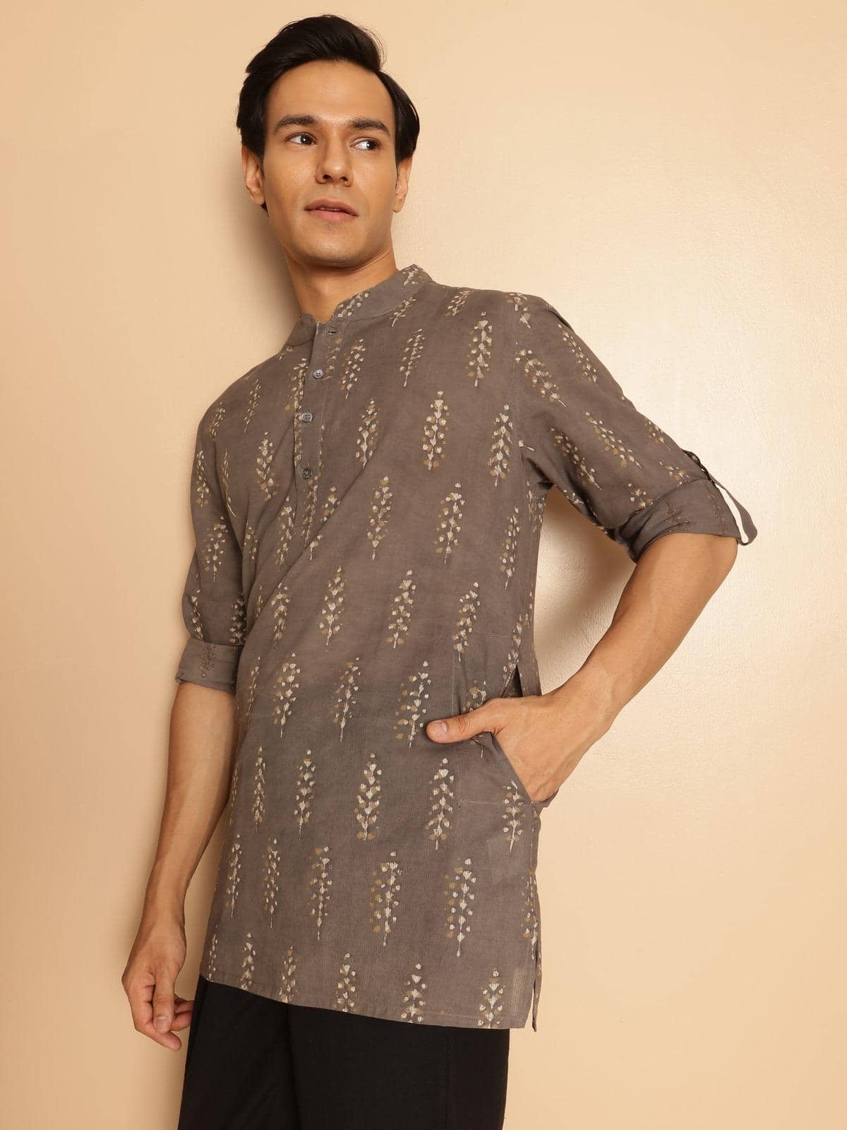 Alternate lifestyle shot capturing the shirt’s stylish versatility.